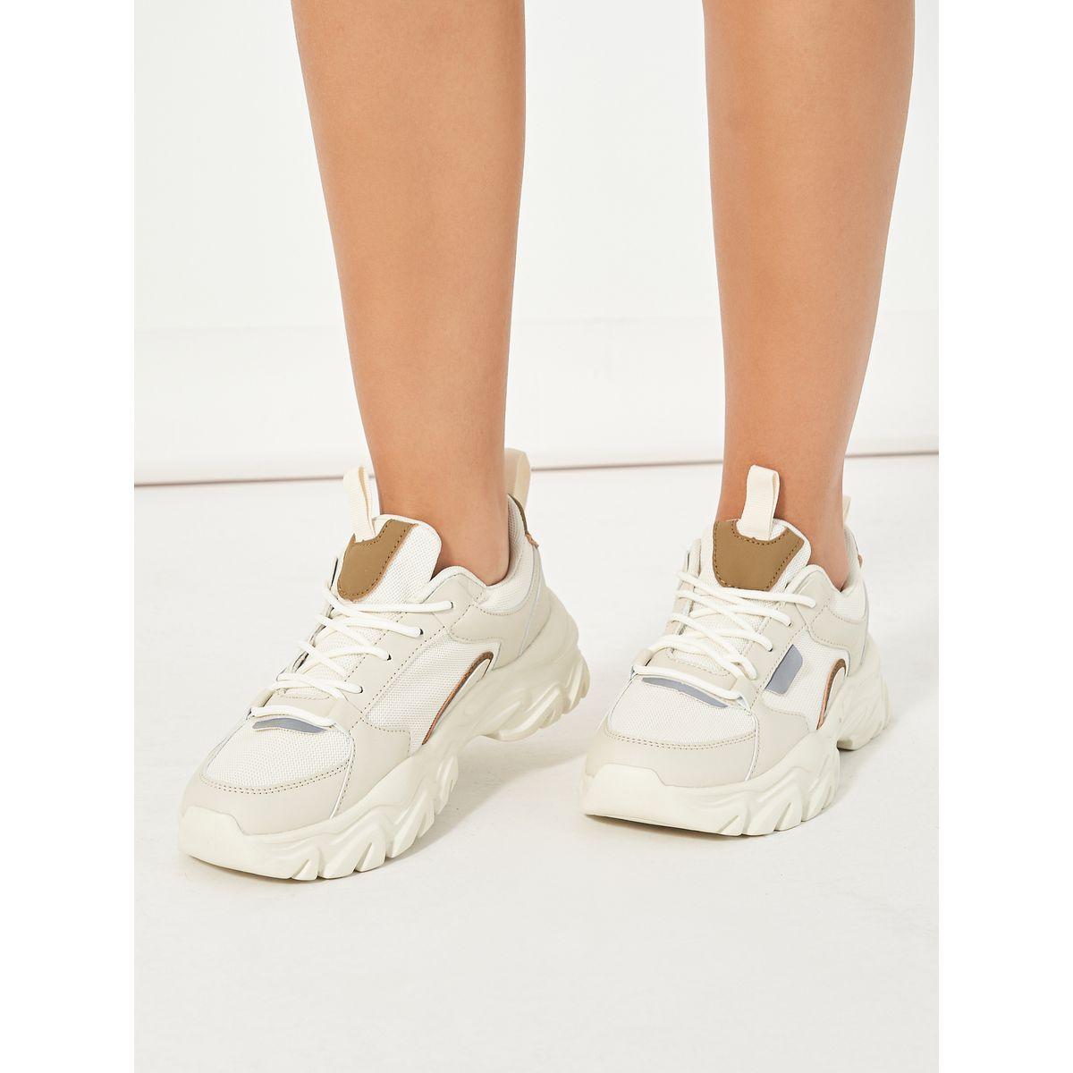 Styli Panelled Mesh Chunky Sole Sneakers-women-shoes-sneakers-image-1