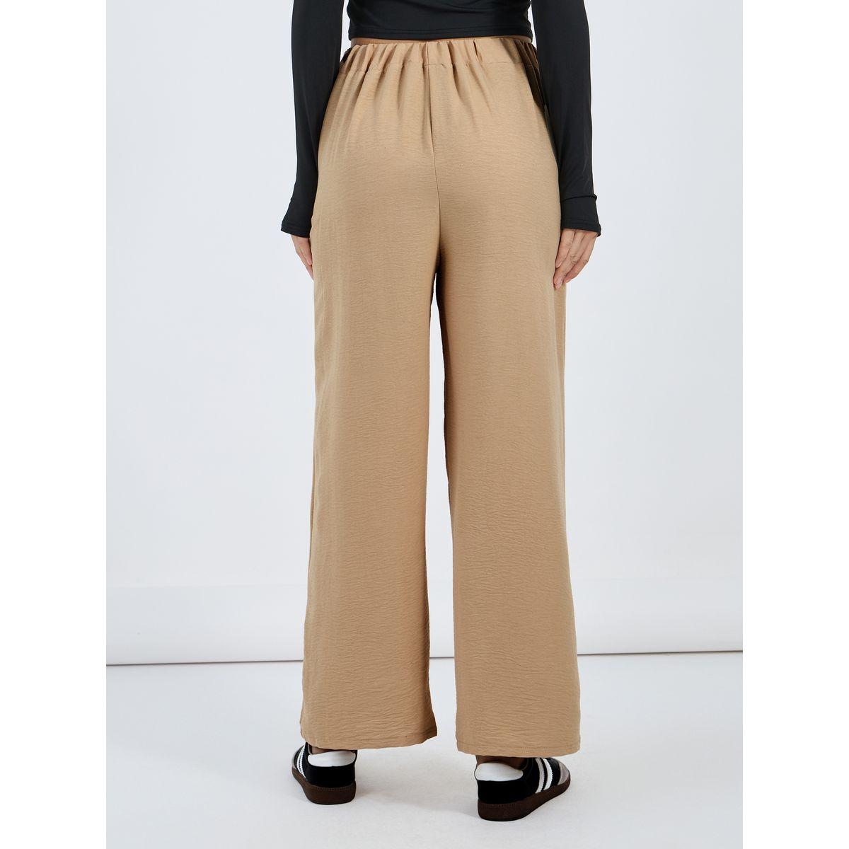 بنطال واسع الساق ومتوسط ​​الارتفاع مع تفاصيل شارة-women-clothing-bottoms-trousers-image-4
