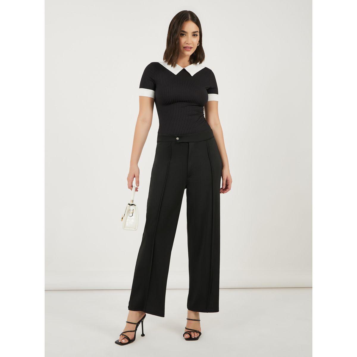 Pintuck Detail Straight Fit Pants-women-clothing-bottoms-trousers-image-1