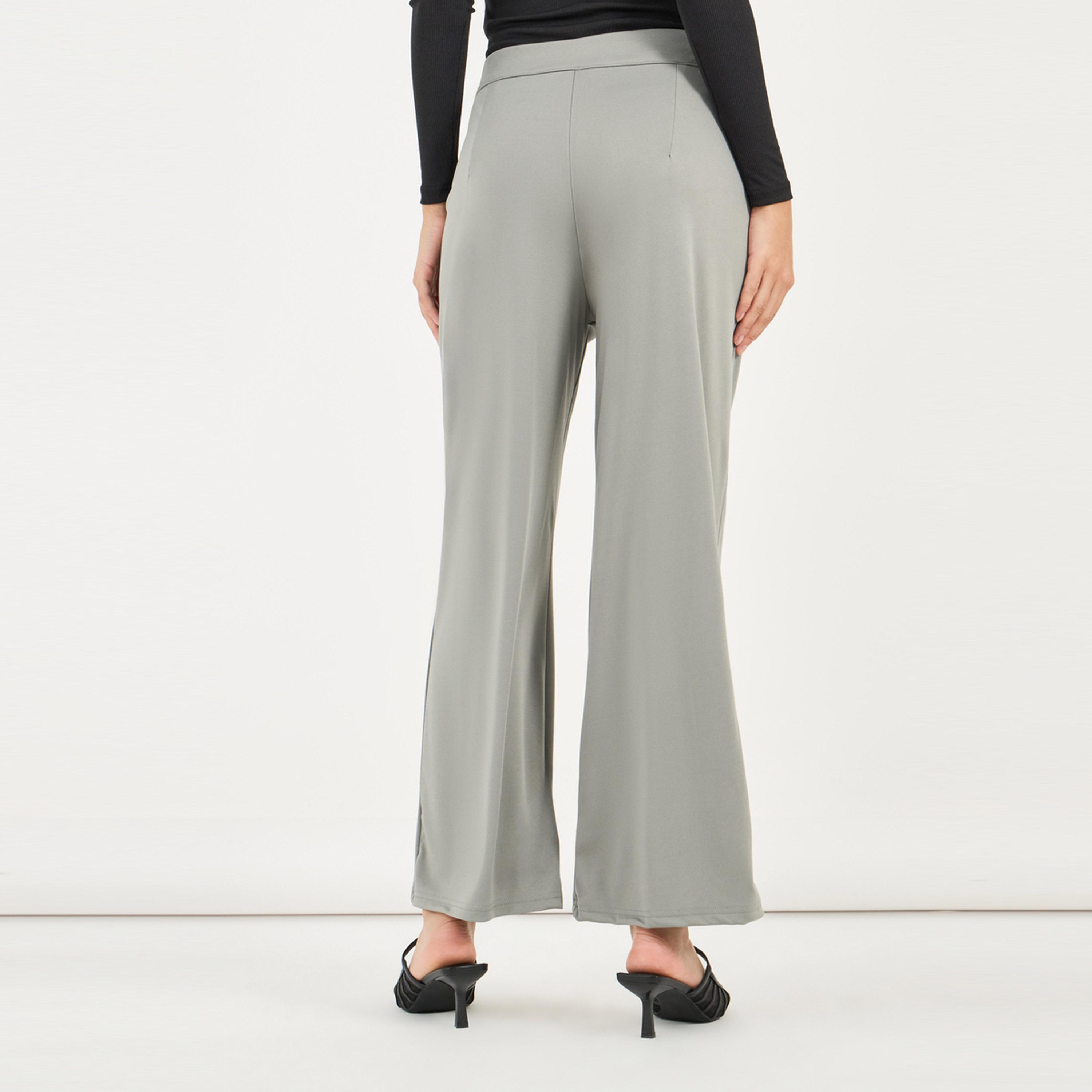 Styli Solid Pintuck Detail Straight Fit Pants-women-clothing-bottoms-trousers-image-4