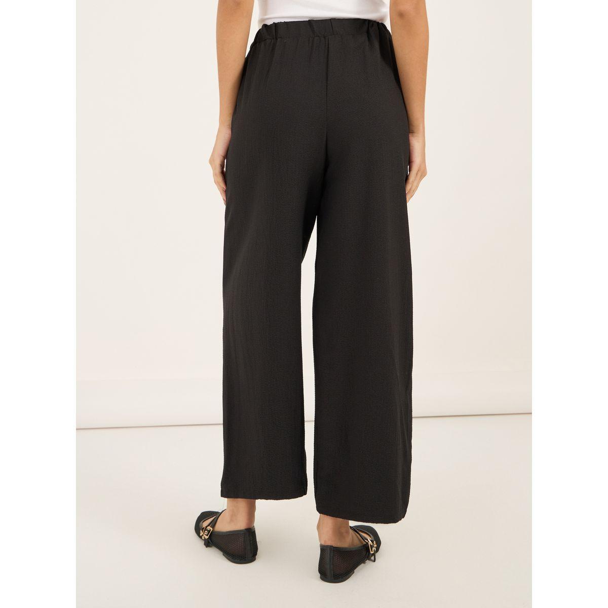 بنطال سادة بأرجل واسعة ورباط خصر-women-clothing-bottoms-trousers-image-1