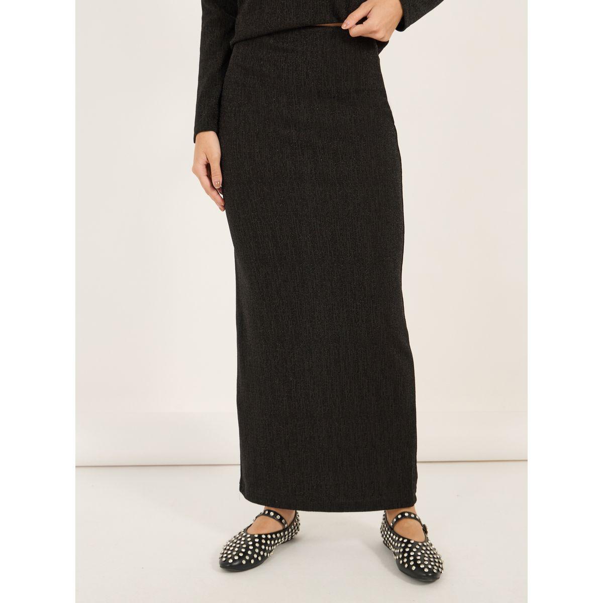 Styli Glitter Look Stretch Fitted Knit Top and Bodycon Maxi Skirt Co-Ords-women-clothing-coordsets-image-6