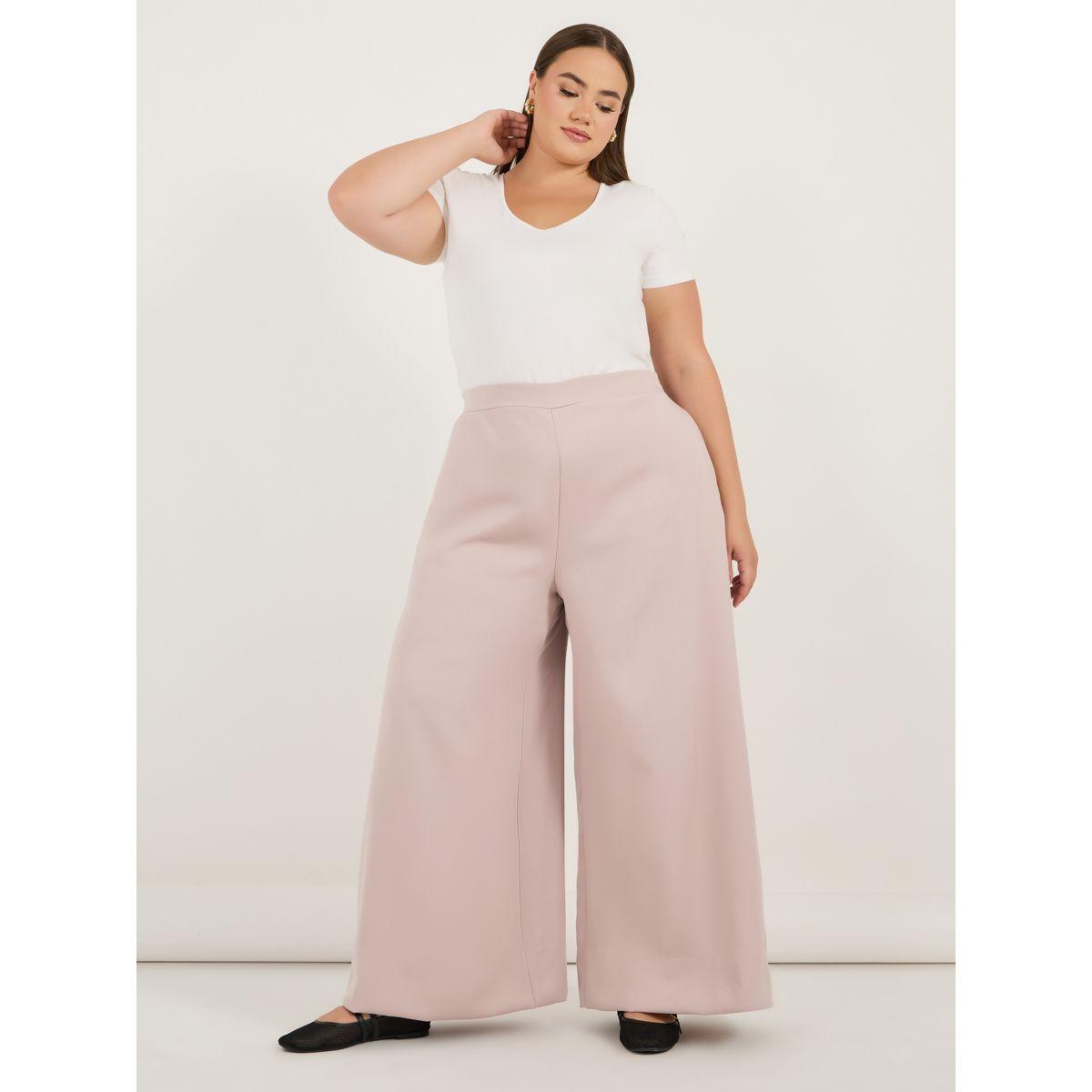 Plus Size Solid High Rise Wide Leg Pants-women-clothing-bottoms-trousers-image-1
