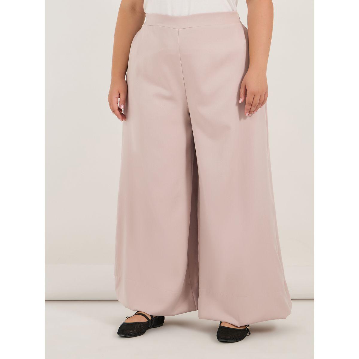 Plus Size Solid High Rise Wide Leg Pants-women-clothing-bottoms-trousers-image-2