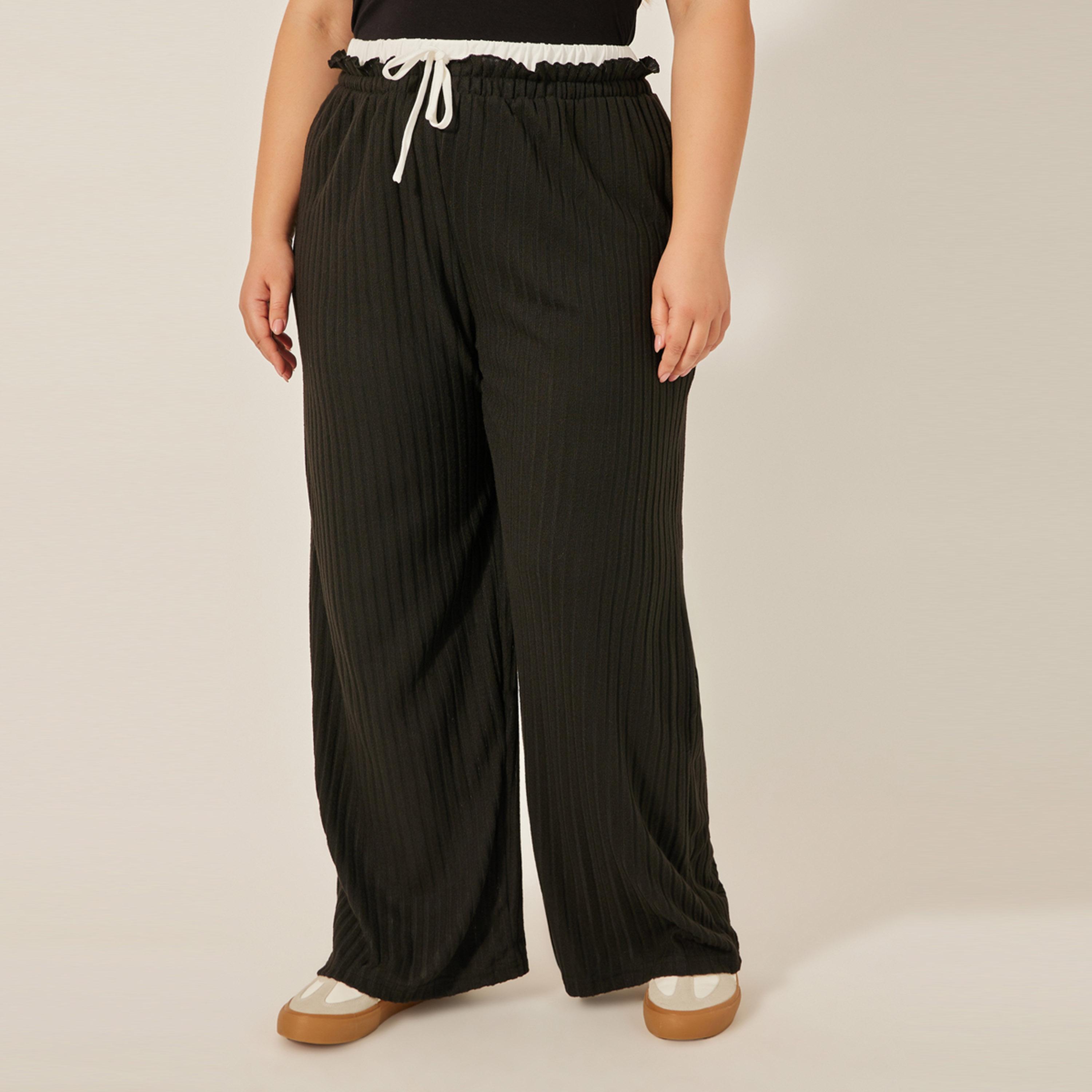 Styli Plus Size Striped High Rise Wide Leg Pants with Drawstring-women-clothing-bottoms-trousers-image-4