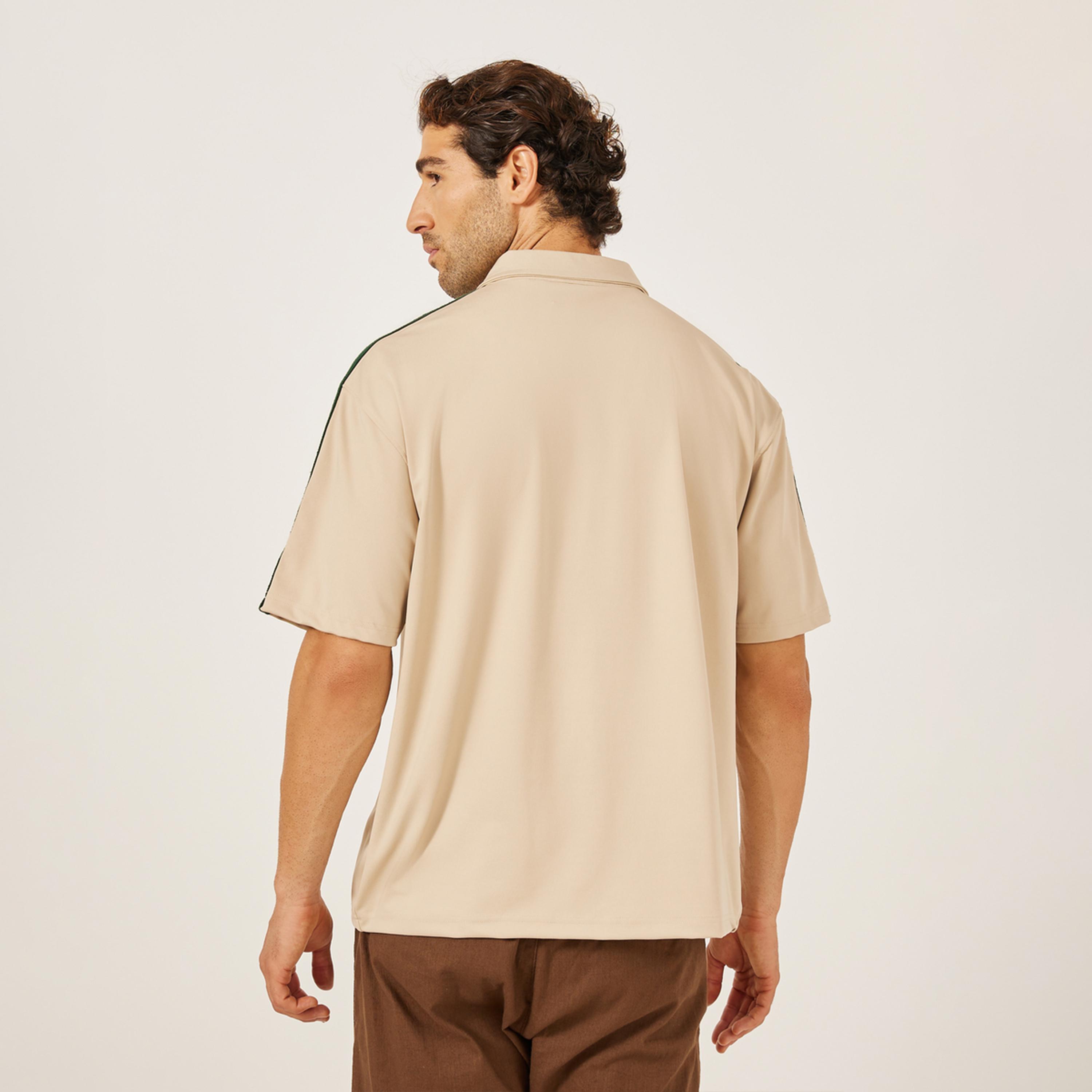 ستايلي - قميص مطرز كبير الحجم مع تفاصيل شريط-men-clothing-shirts-image-4