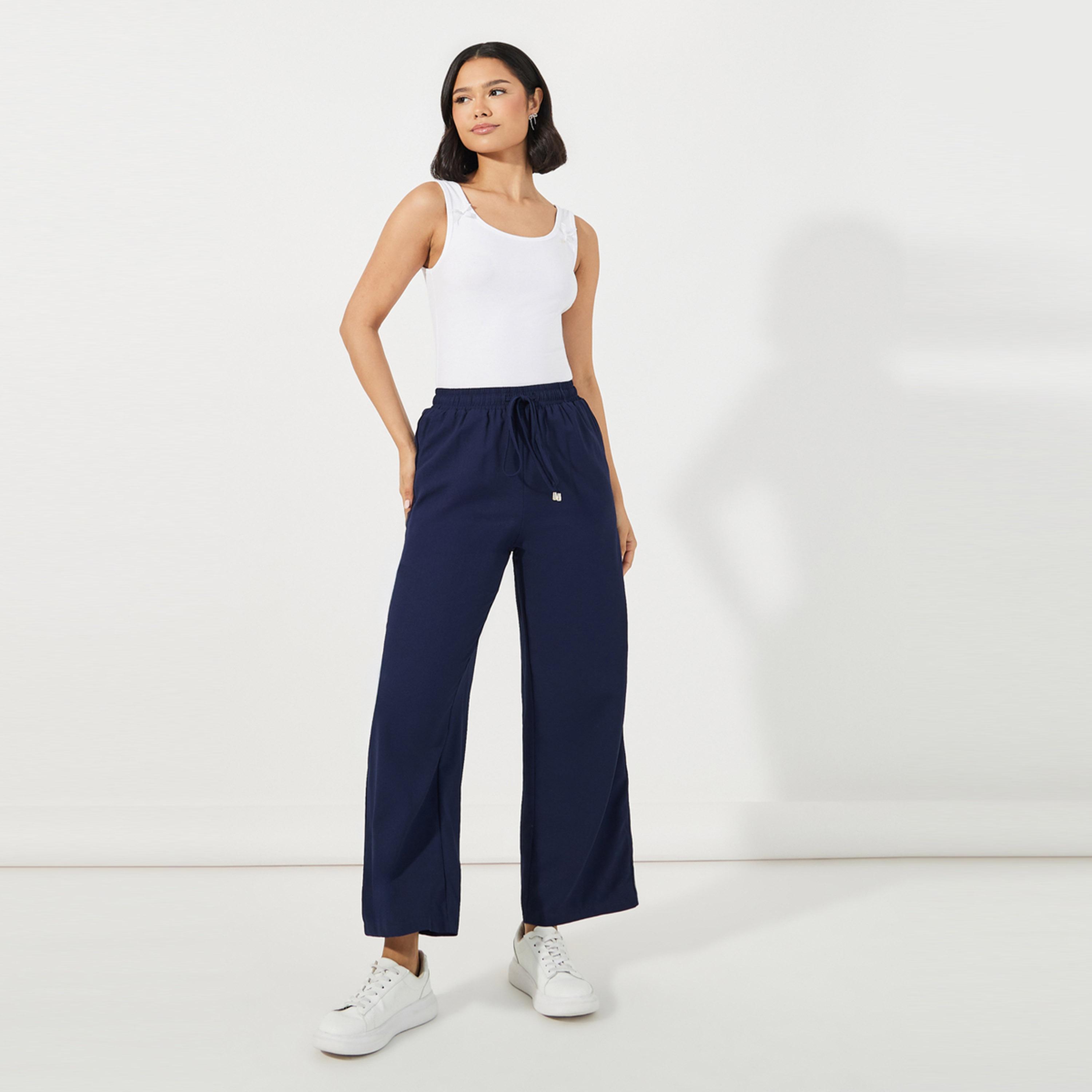 Styli Casual Wide Leg Pants with Drawstring-women-clothing-bottoms-trousers-image-1