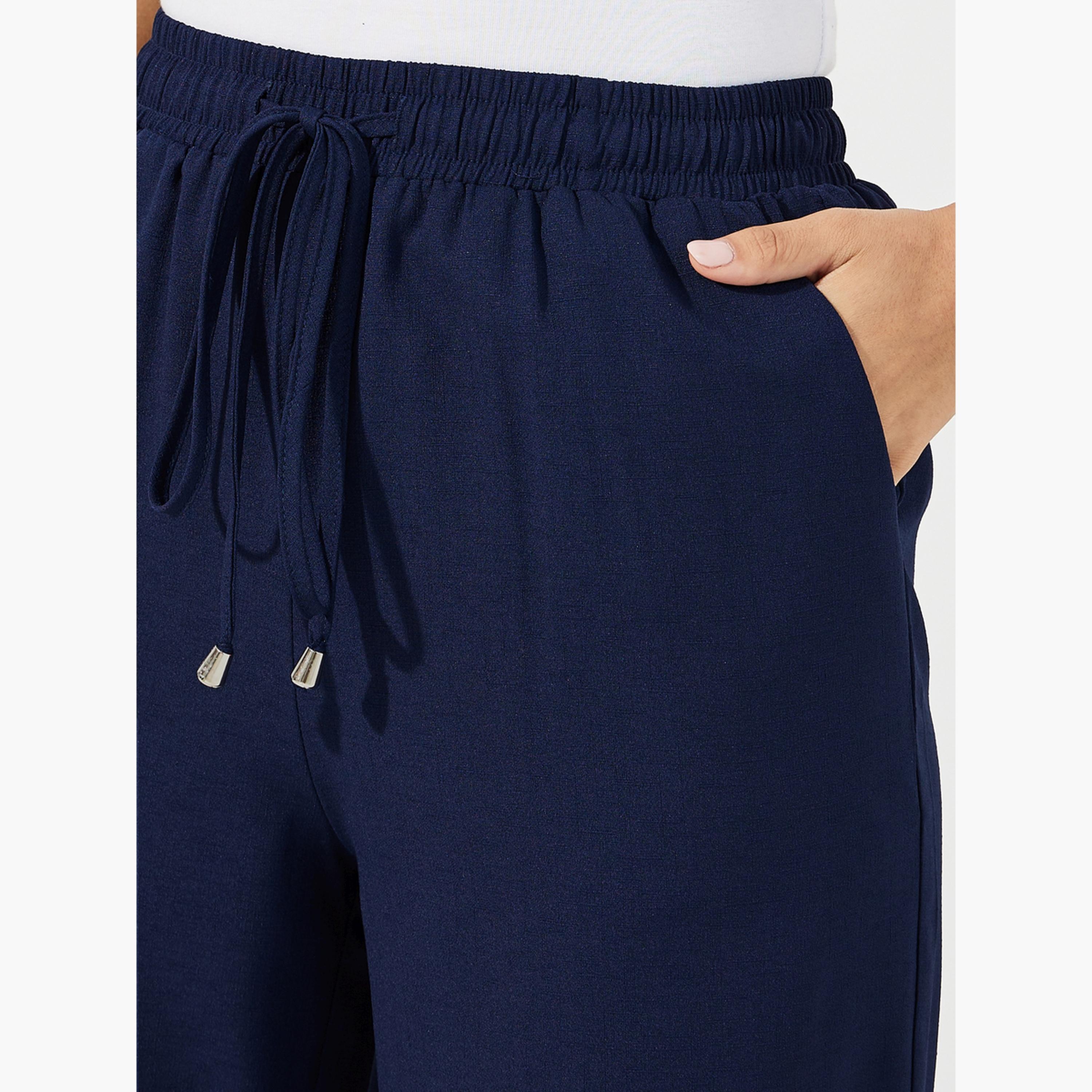 ستايلي - بنطال كاجوال واسع الساق مع رباط-women-clothing-bottoms-trousers-image-2
