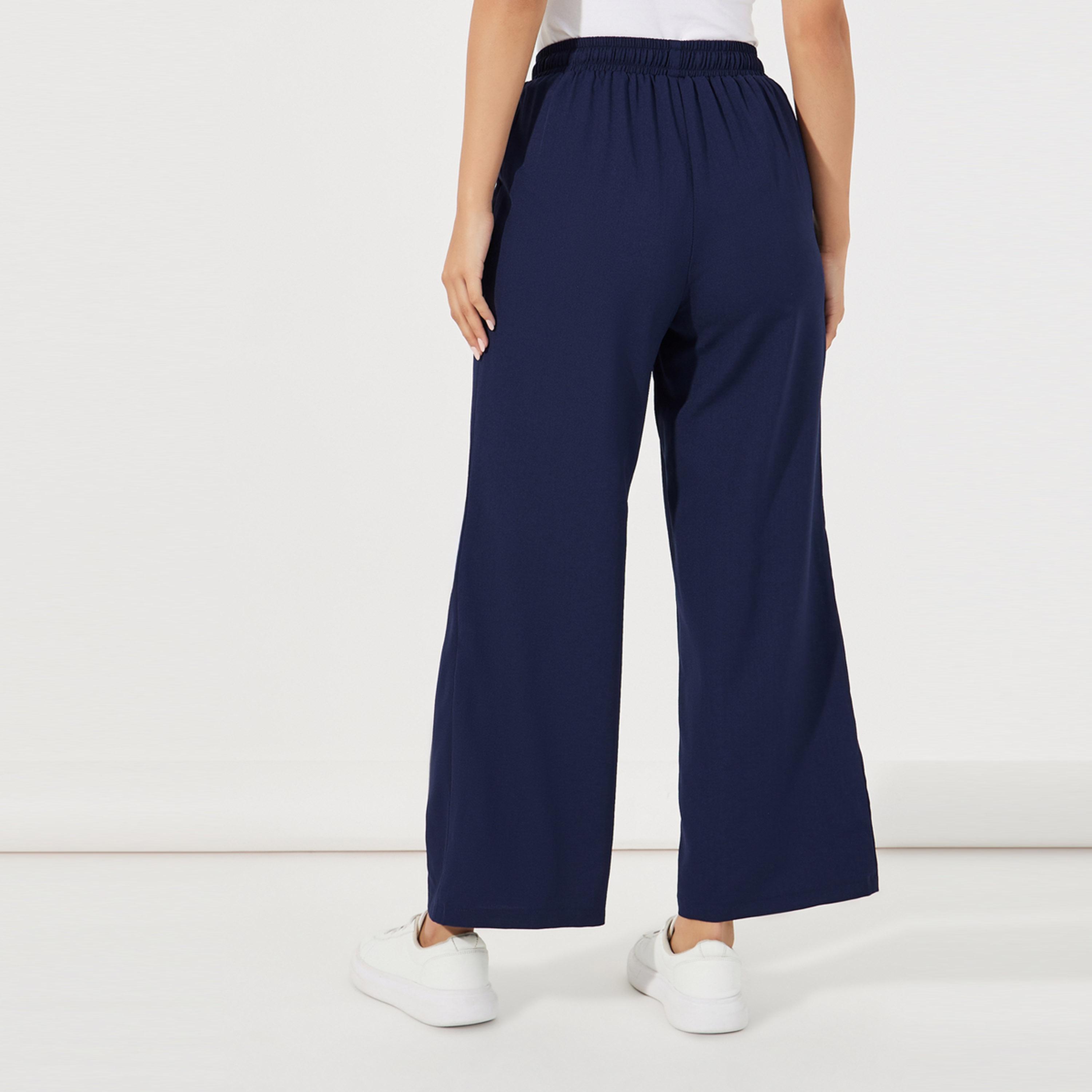 ستايلي - بنطال كاجوال واسع الساق مع رباط-women-clothing-bottoms-trousers-image-1