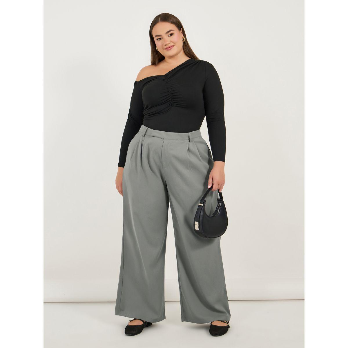 بنطال سادة بمقاس كبير وأرجل واسعة-women-clothing-bottoms-trousers-image-1