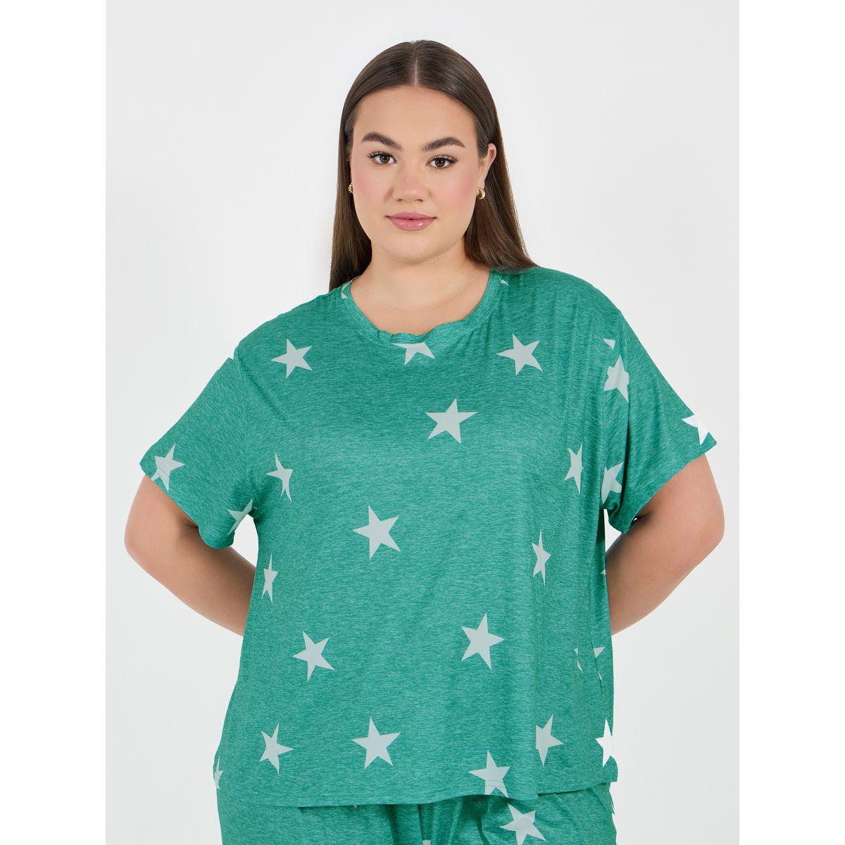 Styli Unwind Plus Size All Over Star Print T-Shirt & Pyjama Set-women-clothing-nightwear-pyjamas-longsets-image-2