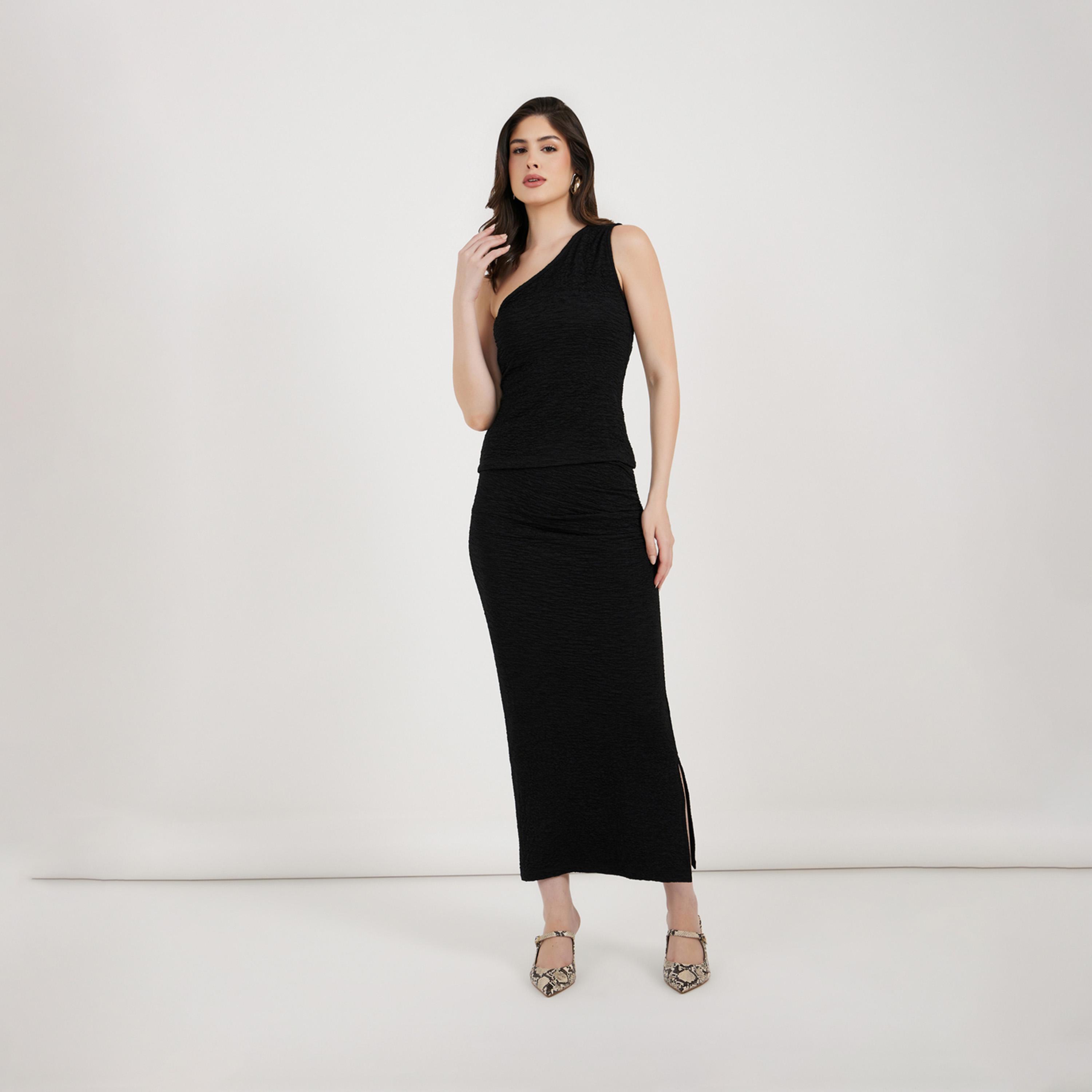 ستايلي - بلوزة من قماش محبوك بكتف واحد-women-clothing-tshirts-image-2