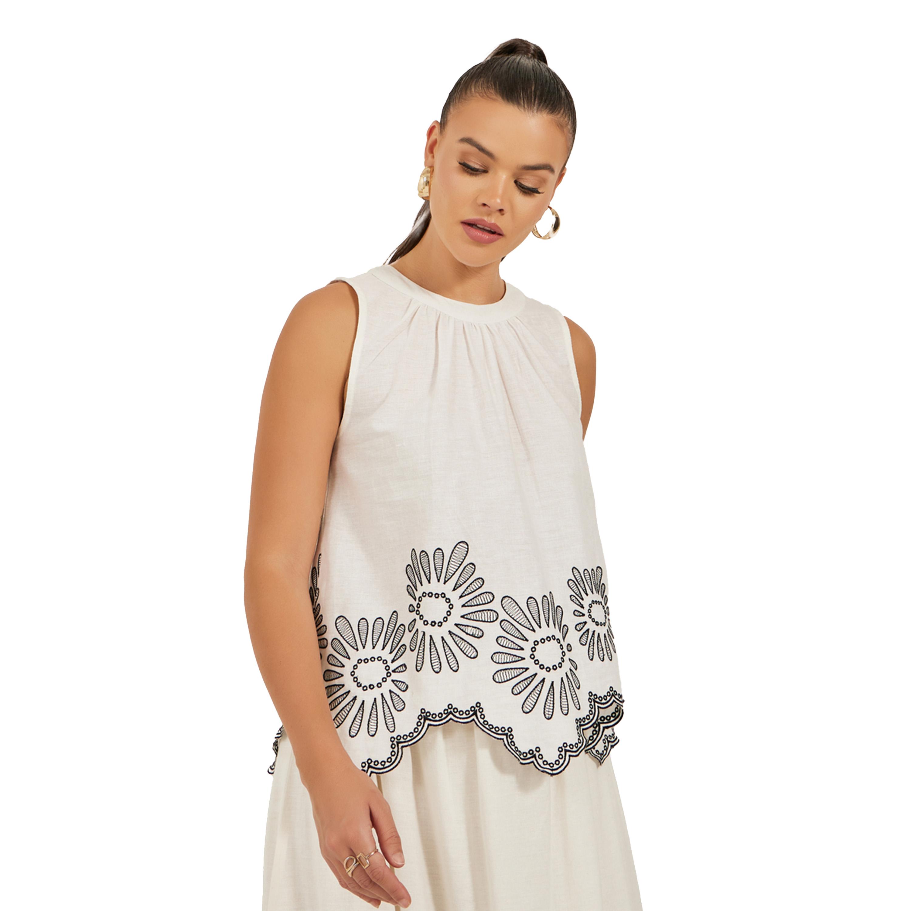 Styli Schiffli Embroidered Hem Sleeveless Blouse-women-clothing-shirtsandblouses-blouses-image-3