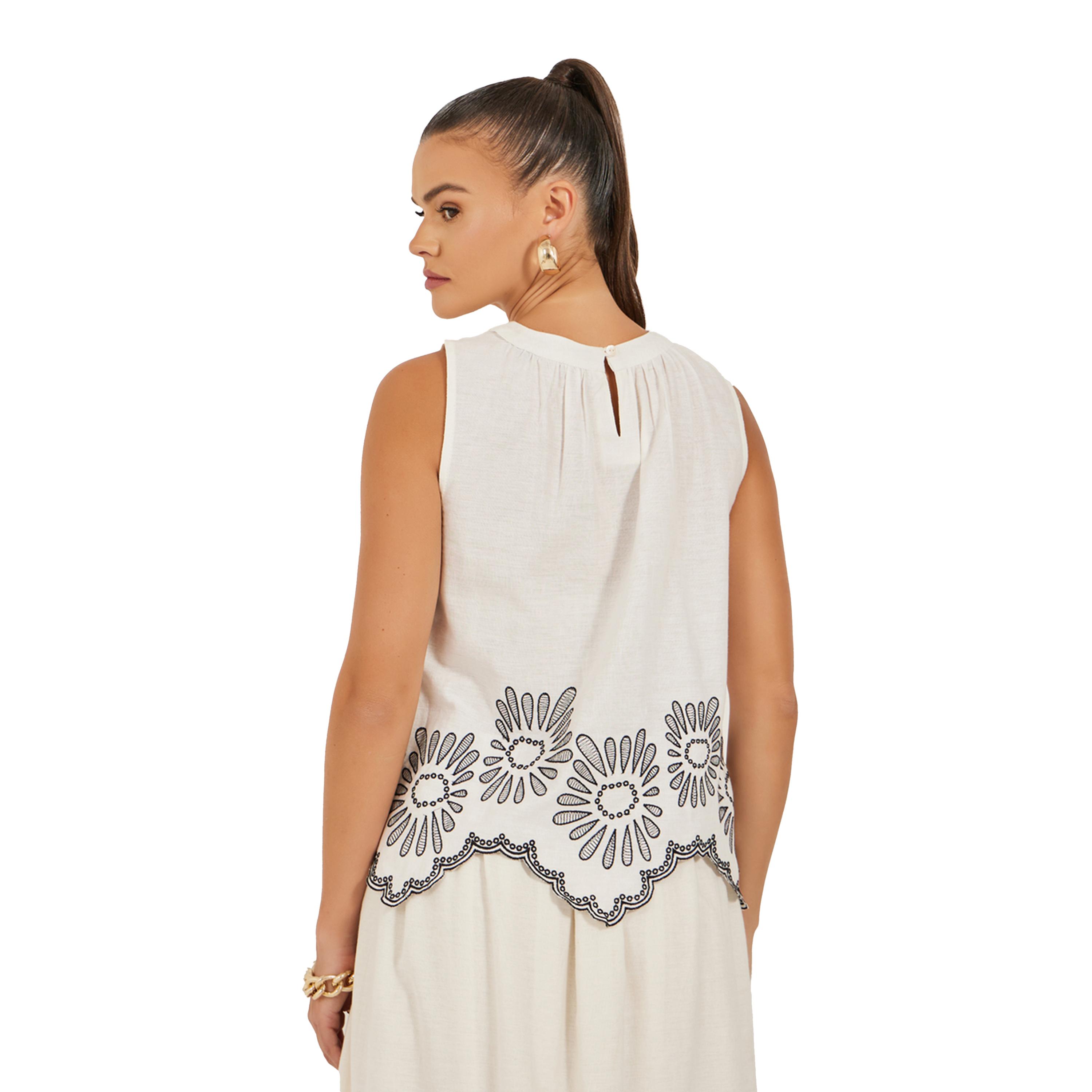 ستايلي -  بلوزة شيفلي بدون أكمام ومطرزة-women-clothing-shirtsandblouses-blouses-image-5