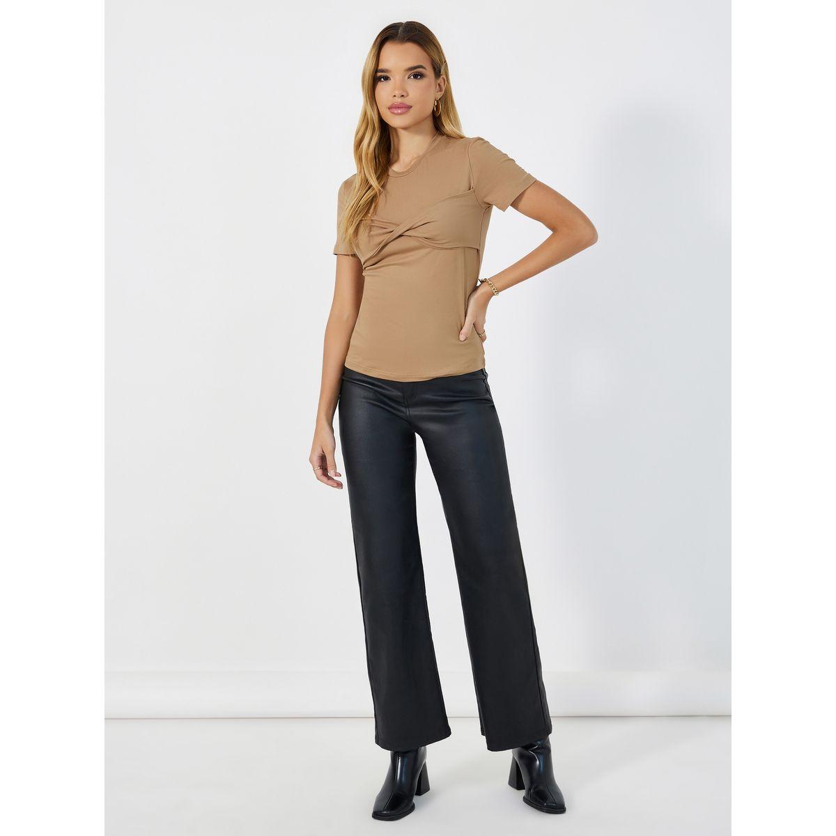 Styli Solid Short Sleeves Round Neck T-Shirt-women-clothing-tshirts-image-2