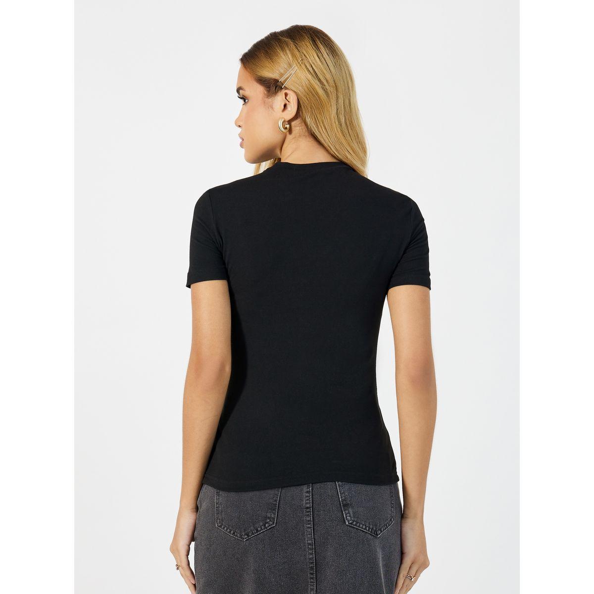 Styli Solid Short Sleeves Round Neck Fitted T-Shirt-women-clothing-tshirts-image-4