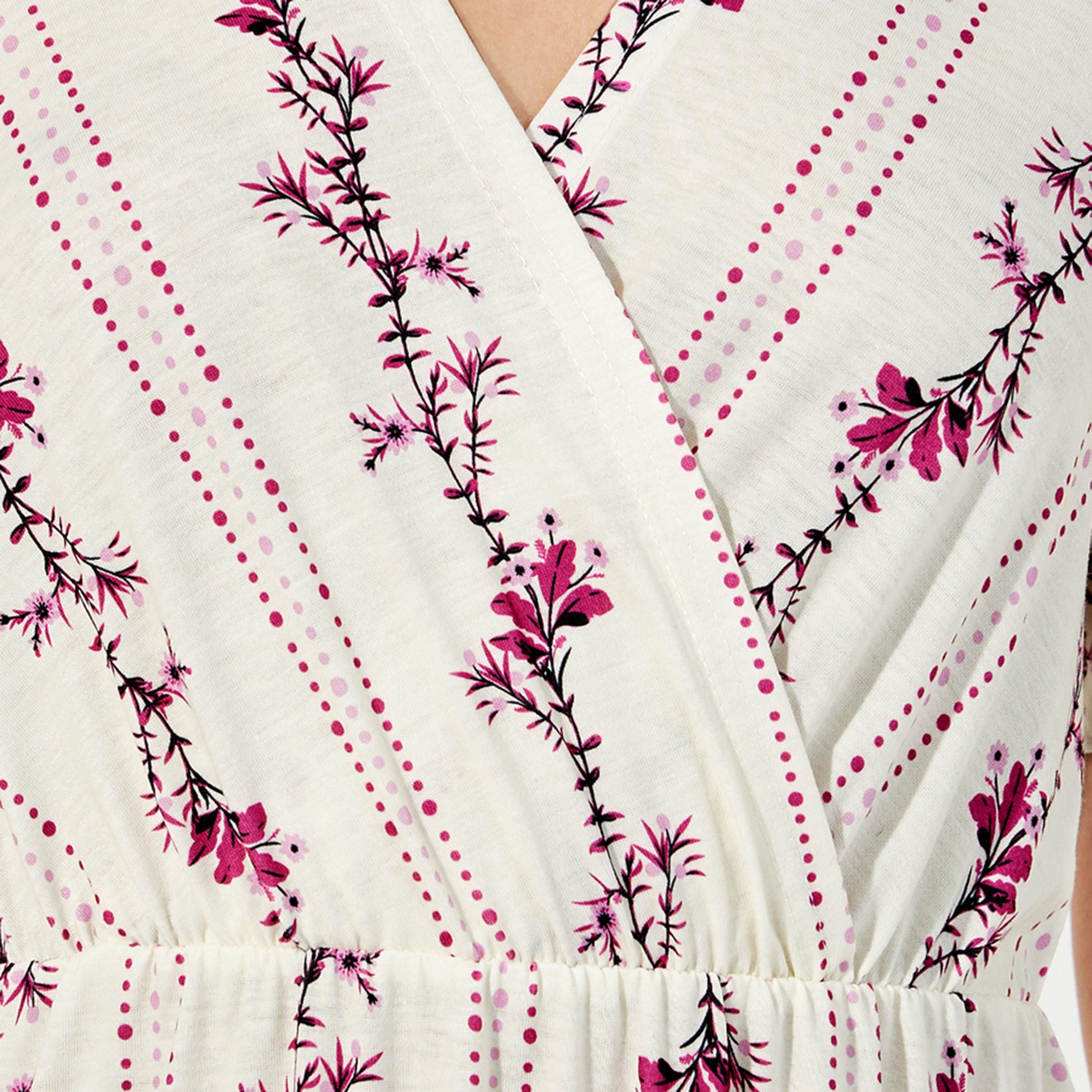 Styli Unwind Linear Floral Print Wrap Over Nightdress-women-clothing-nightwear-nighties-image-3