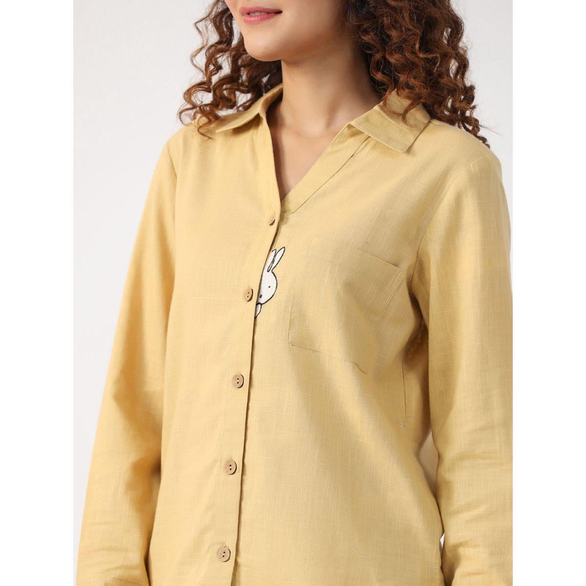 Sanskrutihomes X Styli  Solid Cotton Shirt & Pyjama Set-women-clothing-nightwear-pyjamas-longsets-image-3