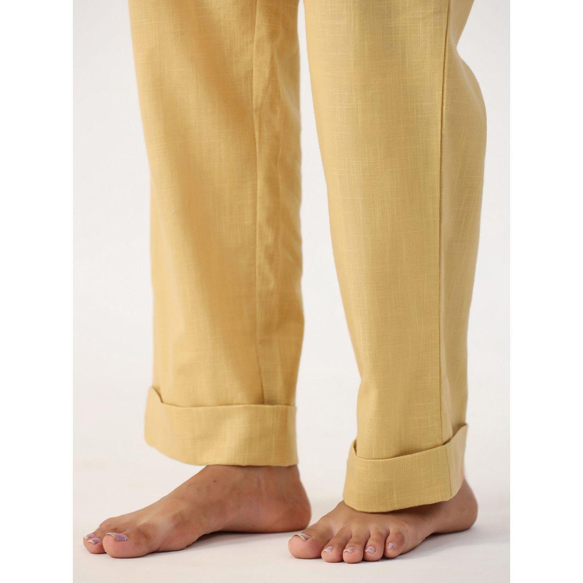 طقم من بنطال بيجاما وبلوزة قطن سادة سانسكريتي هومز × ستايلي-women-clothing-nightwear-pyjamas-longsets-image-6