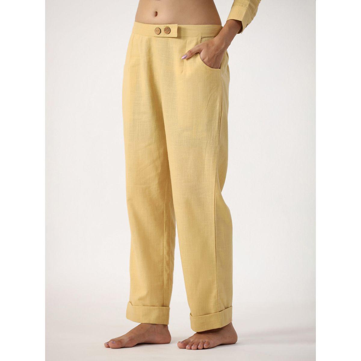 طقم من بنطال بيجاما وبلوزة قطن سادة سانسكريتي هومز × ستايلي-women-clothing-nightwear-pyjamas-longsets-image-7