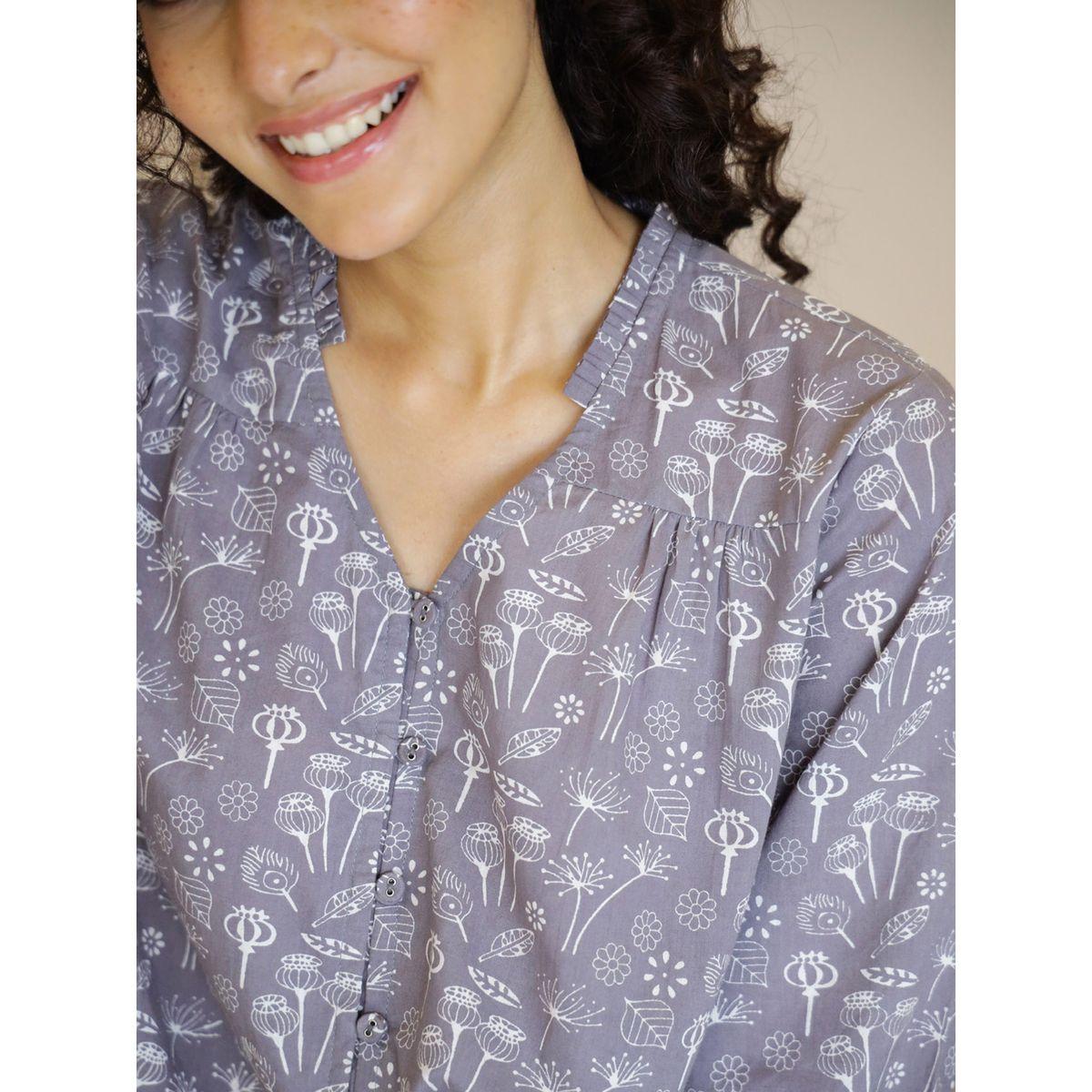 Sanskrutihomes X Styli  Floral Print Cotton V Neck Top & Pyjama Set-women-clothing-nightwear-pyjamas-longsets-image-7
