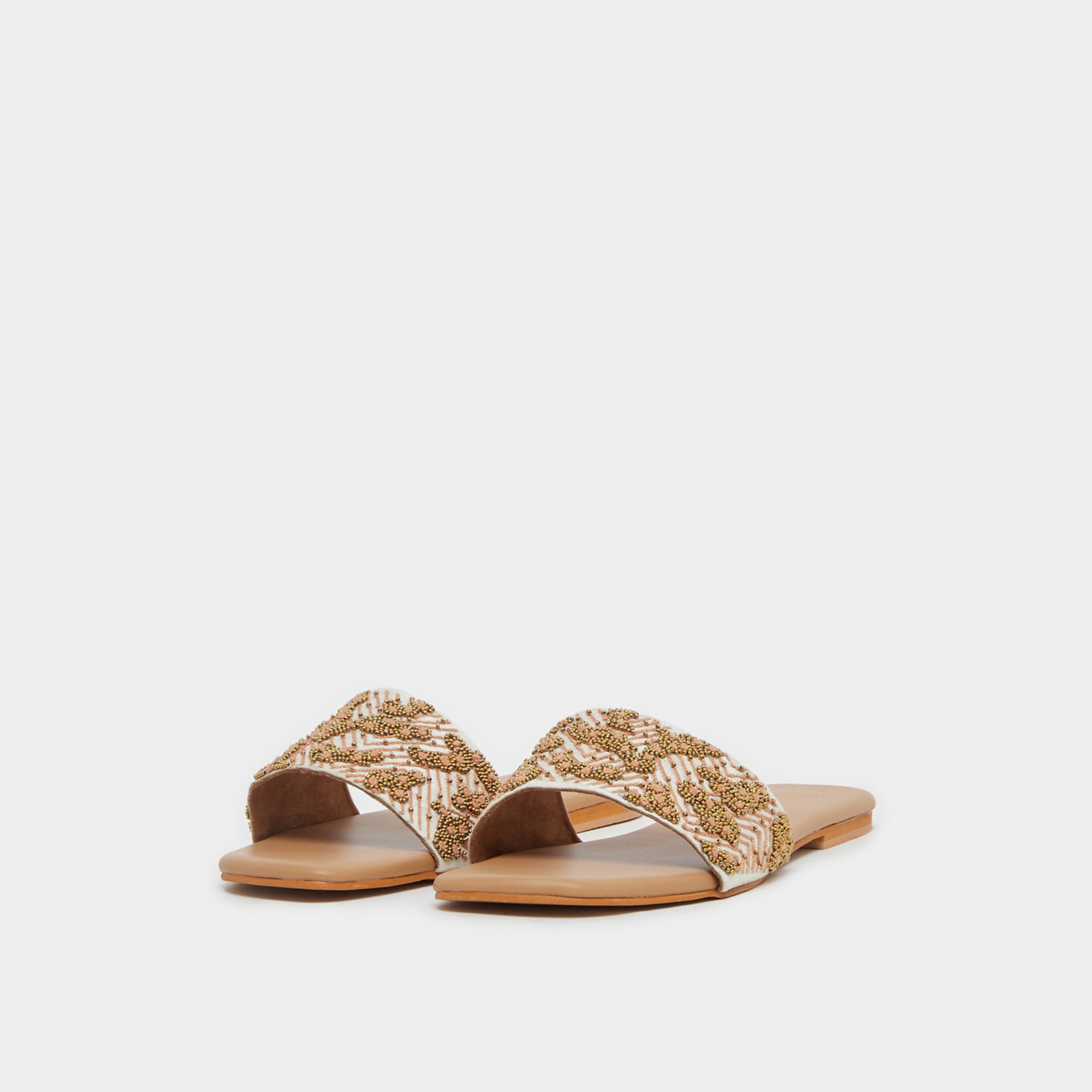 Styli Embellished Flat Slip-On Sandals-women-shoes-sandals-flats-image-2
