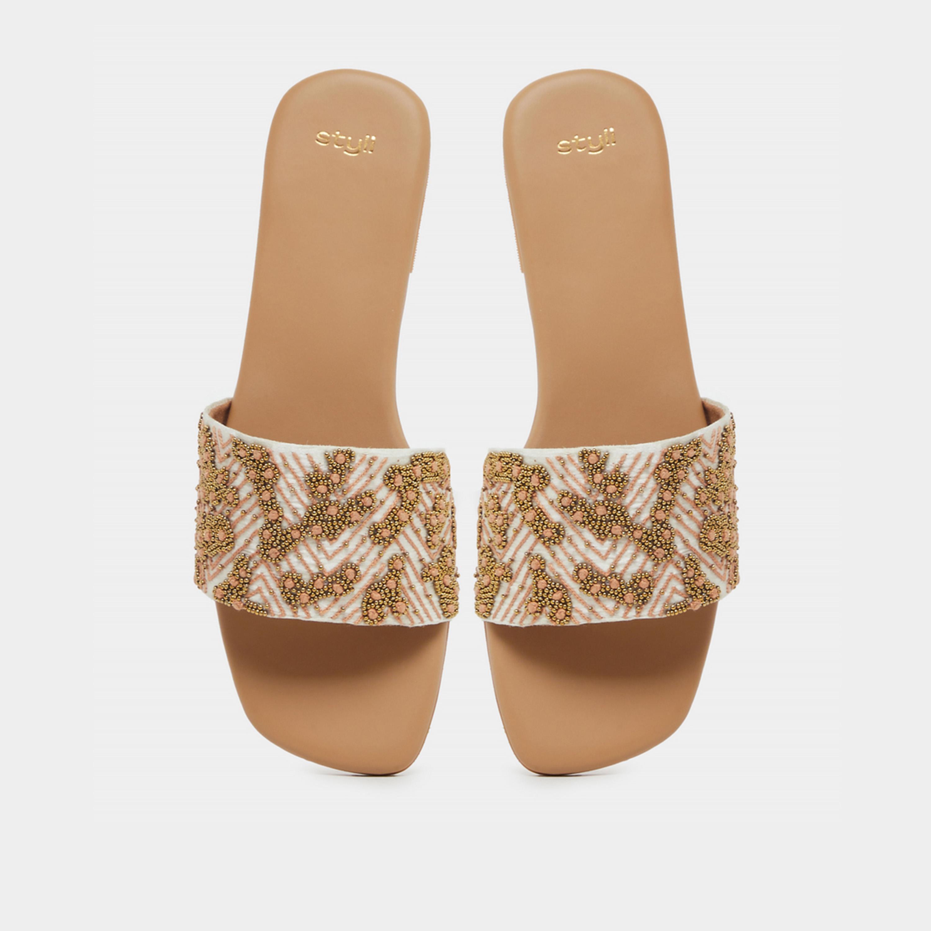 Styli Embellished Flat Slip-On Sandals-women-shoes-sandals-flats-image-5