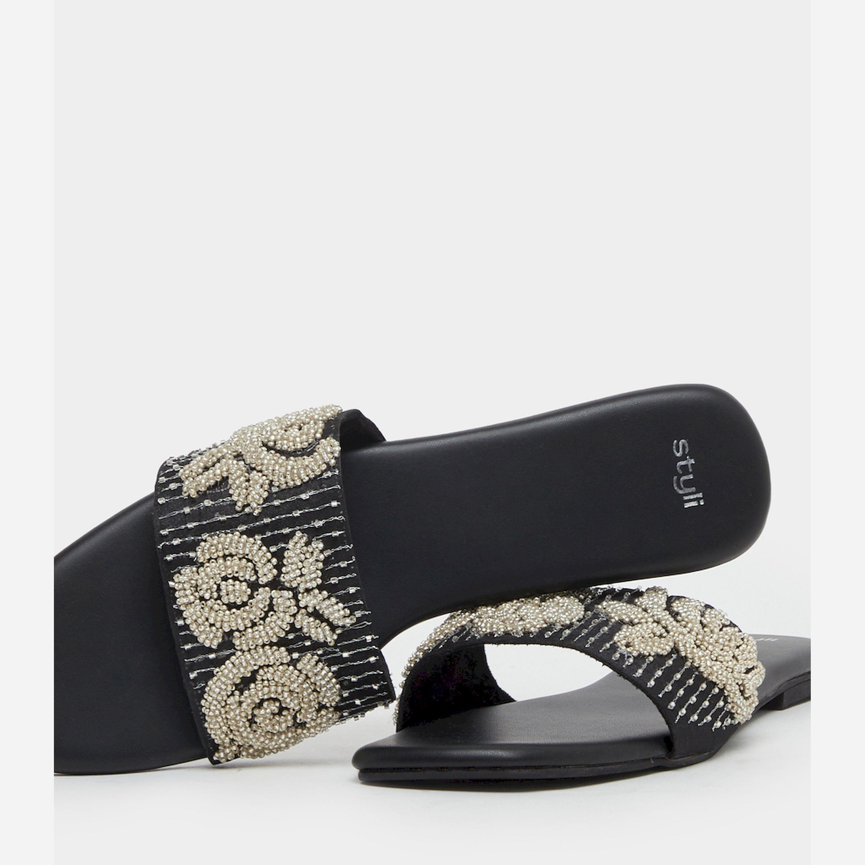 Styli Embellished Slip-On Flat Sandals-women-shoes-sandals-flats-image-4