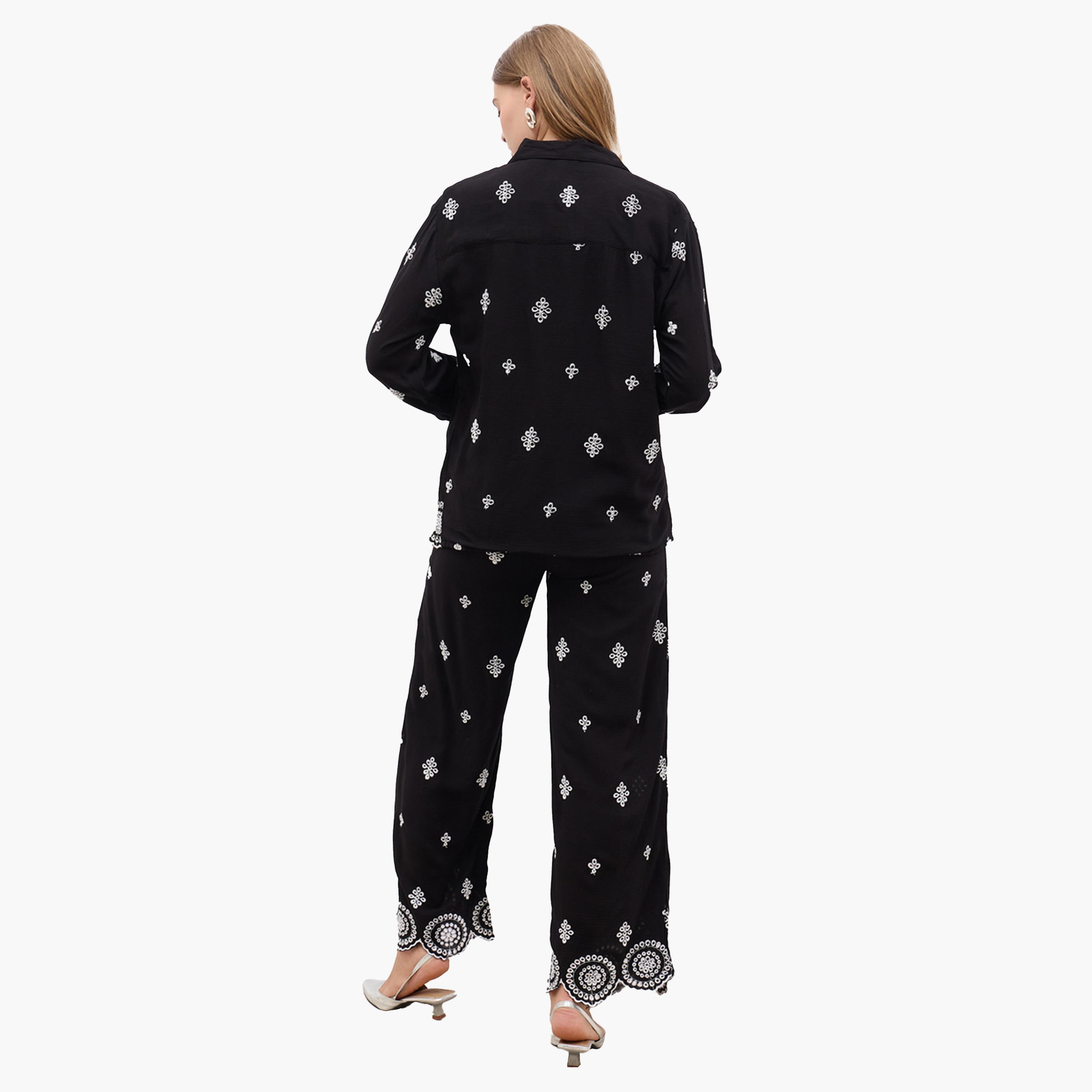 Styli Shiffli Long sleeve Shirt and Wide Leg Pants Co-Ords-women-clothing-coordsets-image-5