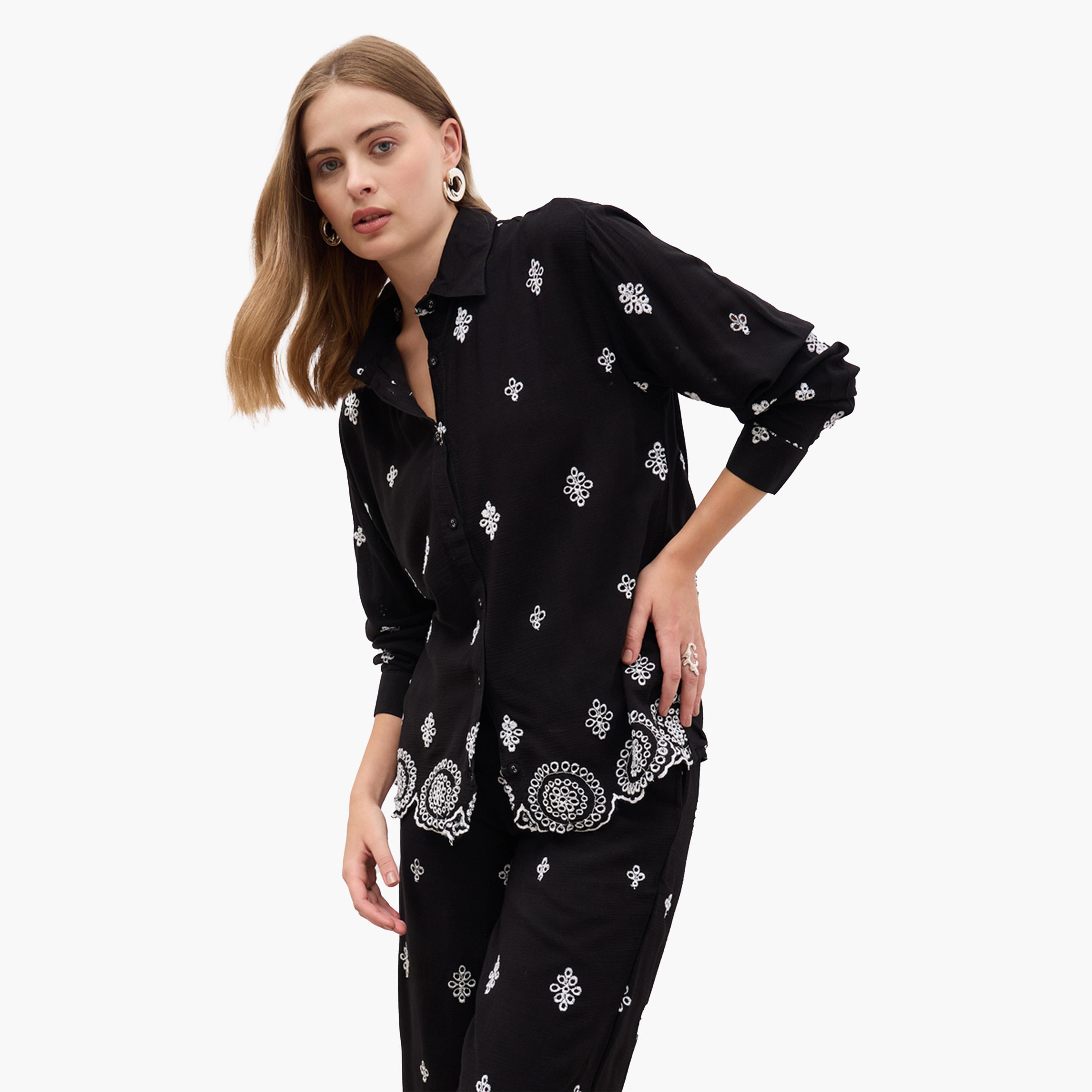Styli Shiffli Long sleeve Shirt and Wide Leg Pants Co-Ords-women-clothing-coordsets-image-6