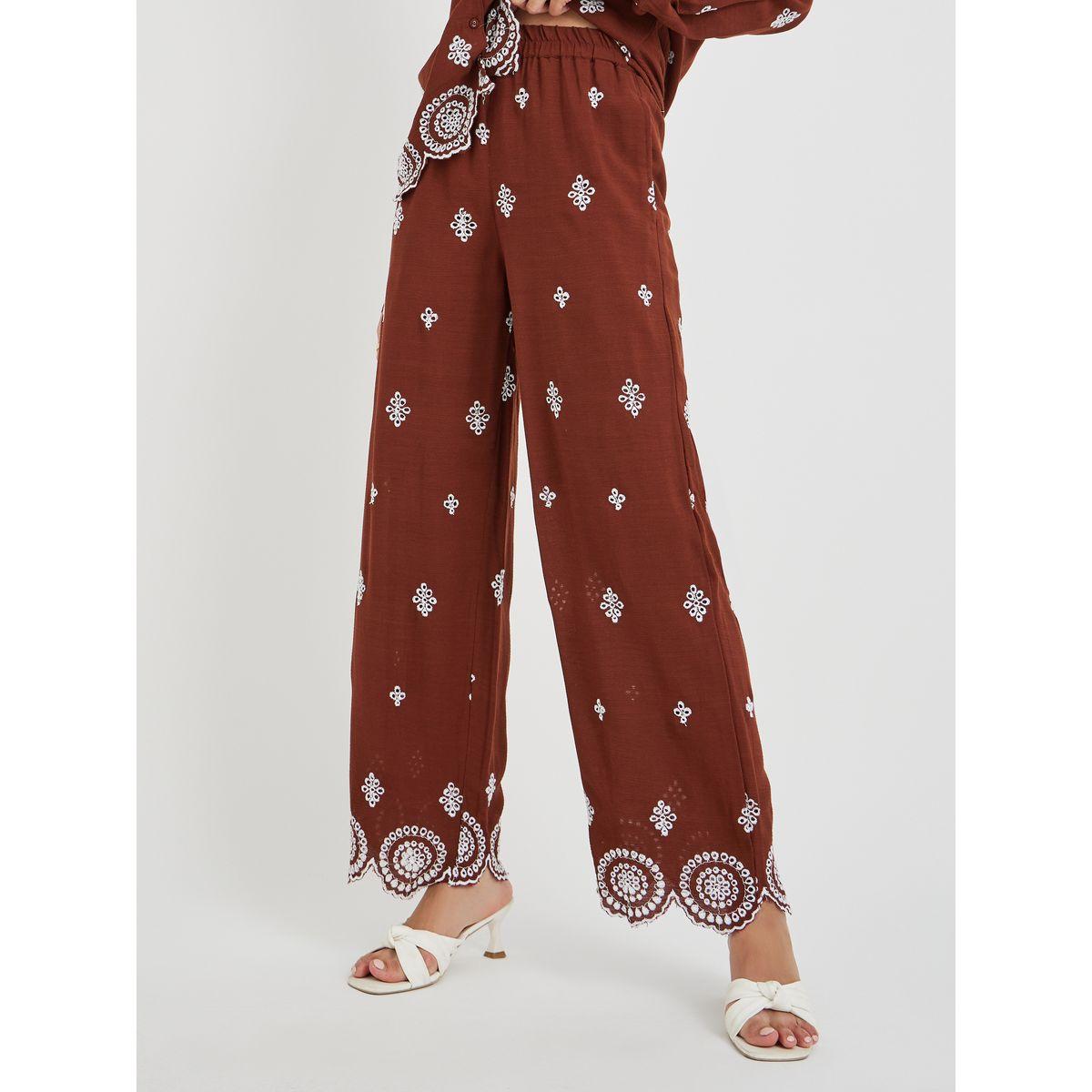 طقم منسق من بنطال وبلوزة شيفلي بأكمام طويلة-women-clothing-coordsets-image-5