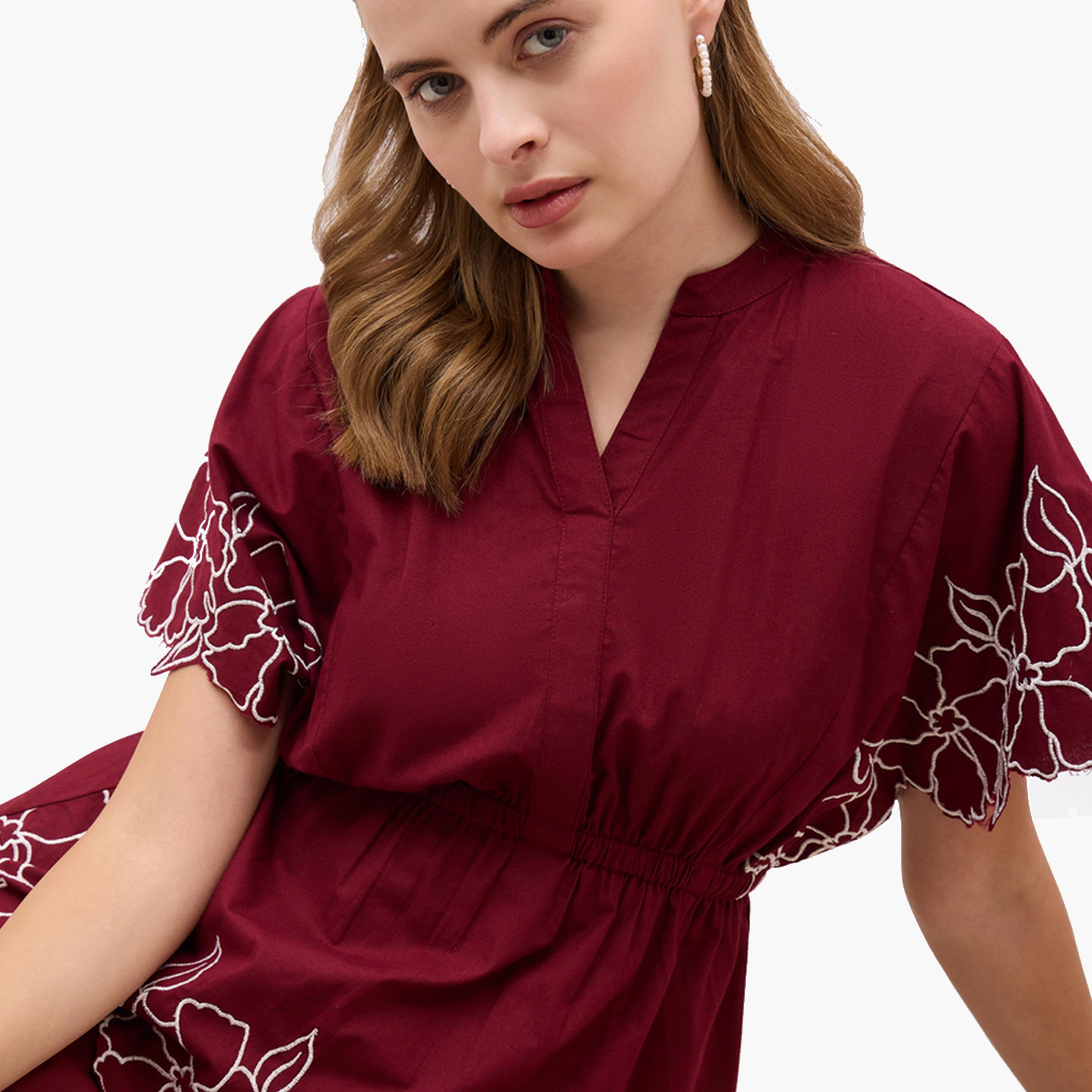Styli Embroidered Short Sleeve Top and Straight Pants Co-Ords-women-clothing-coordsets-image-4
