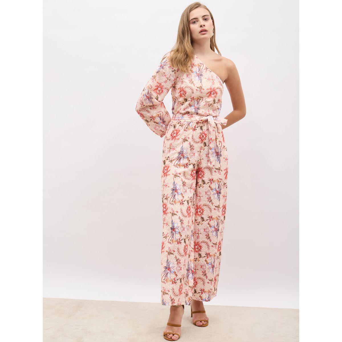Styli Floral Printed Shiffli One-Shoulder Top and Wide Leg Pants Co-Ords-women-clothing-coordsets-image-2
