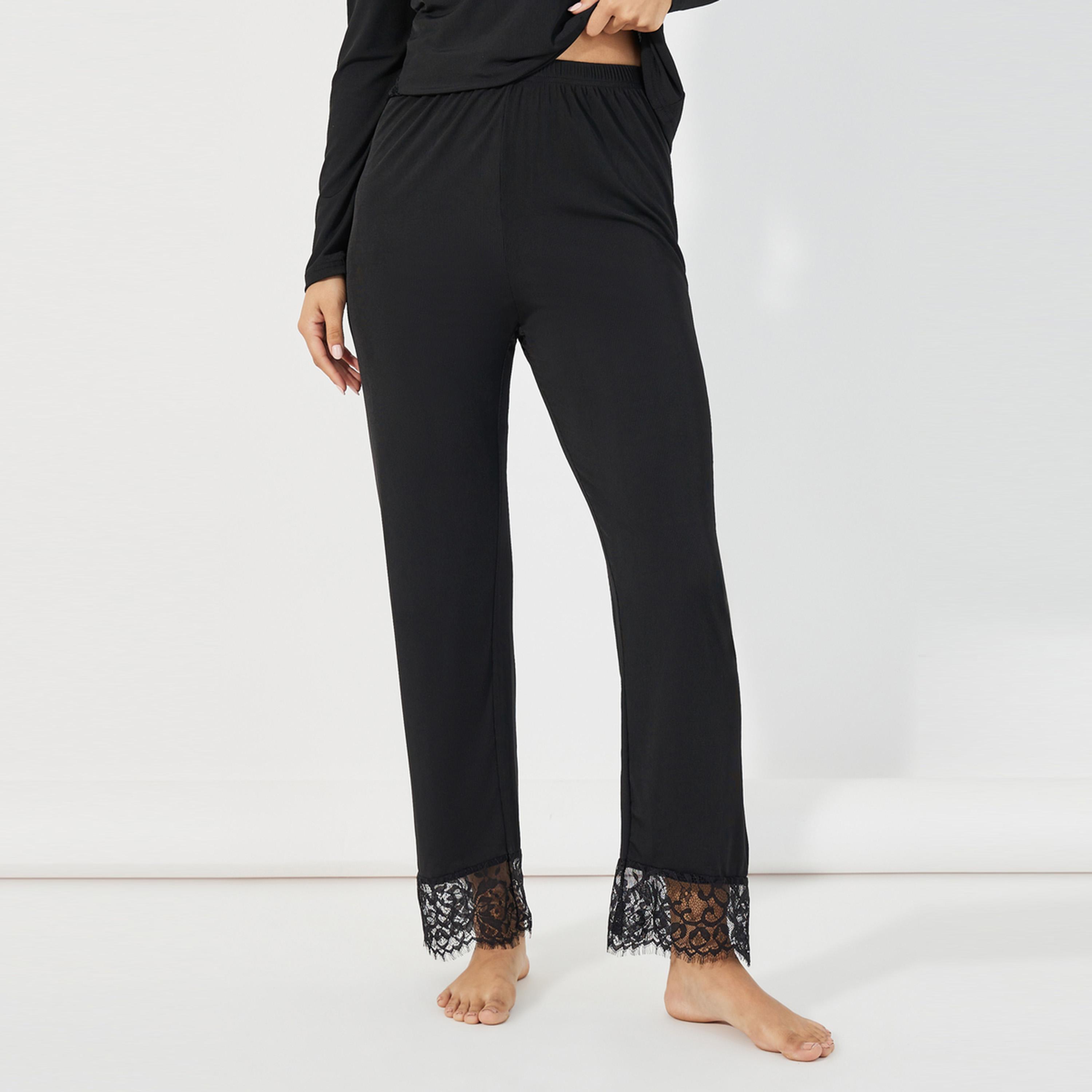 Styli Unwind Lace Insert V Neck Top & Pants Pyjama Set-women-clothing-nightwear-pyjamas-longsets-image-5