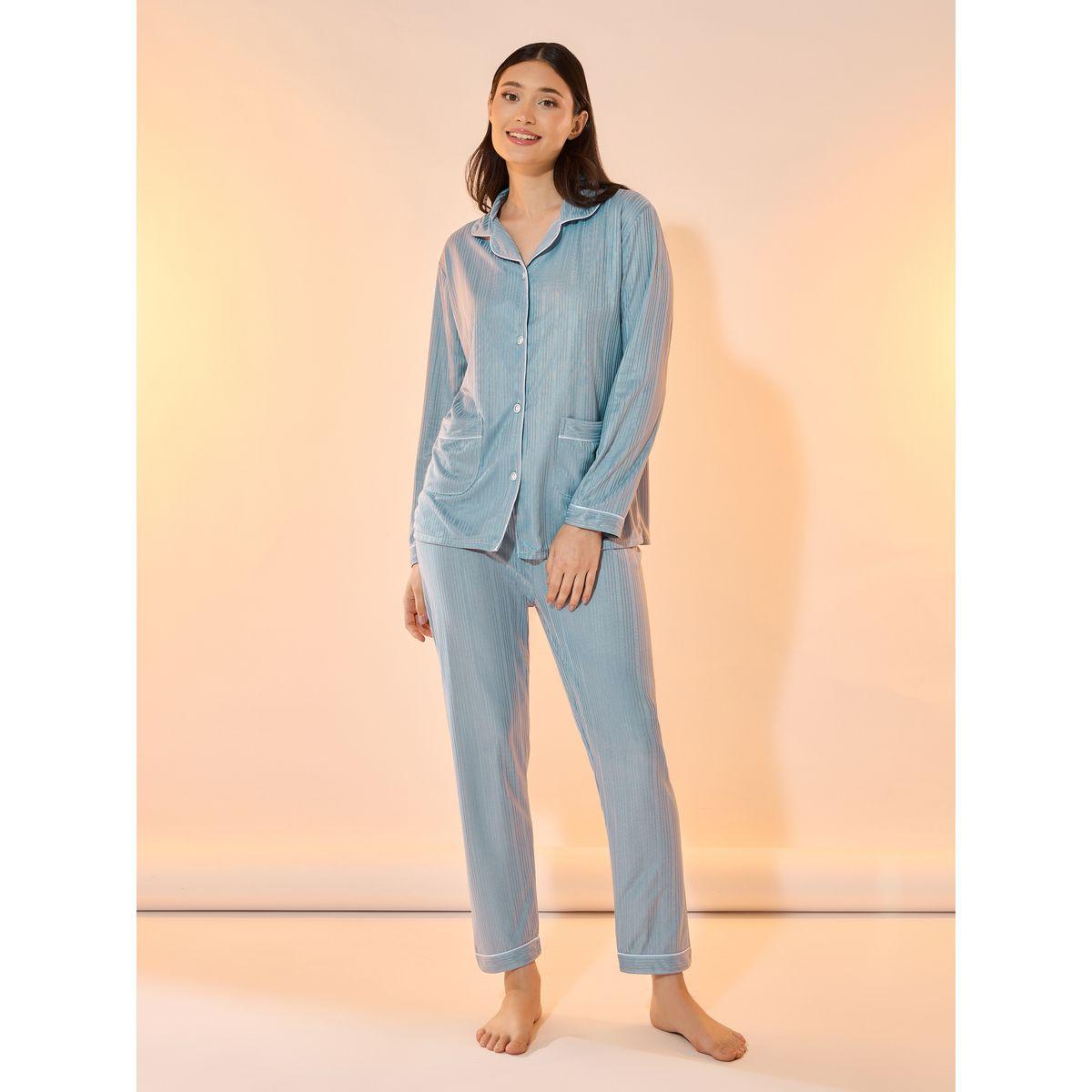 Take Two Striped Long Sleeve Shirt and Pants Pyjama Set-women-clothing-nightwear-pyjamas-longsets-image-6