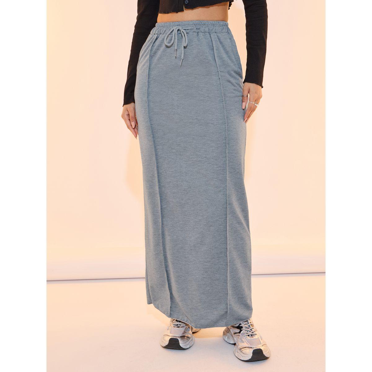 تنورة طويلة سادة بكسرات وأربطة-women-clothing-bottoms-skirts-image-3