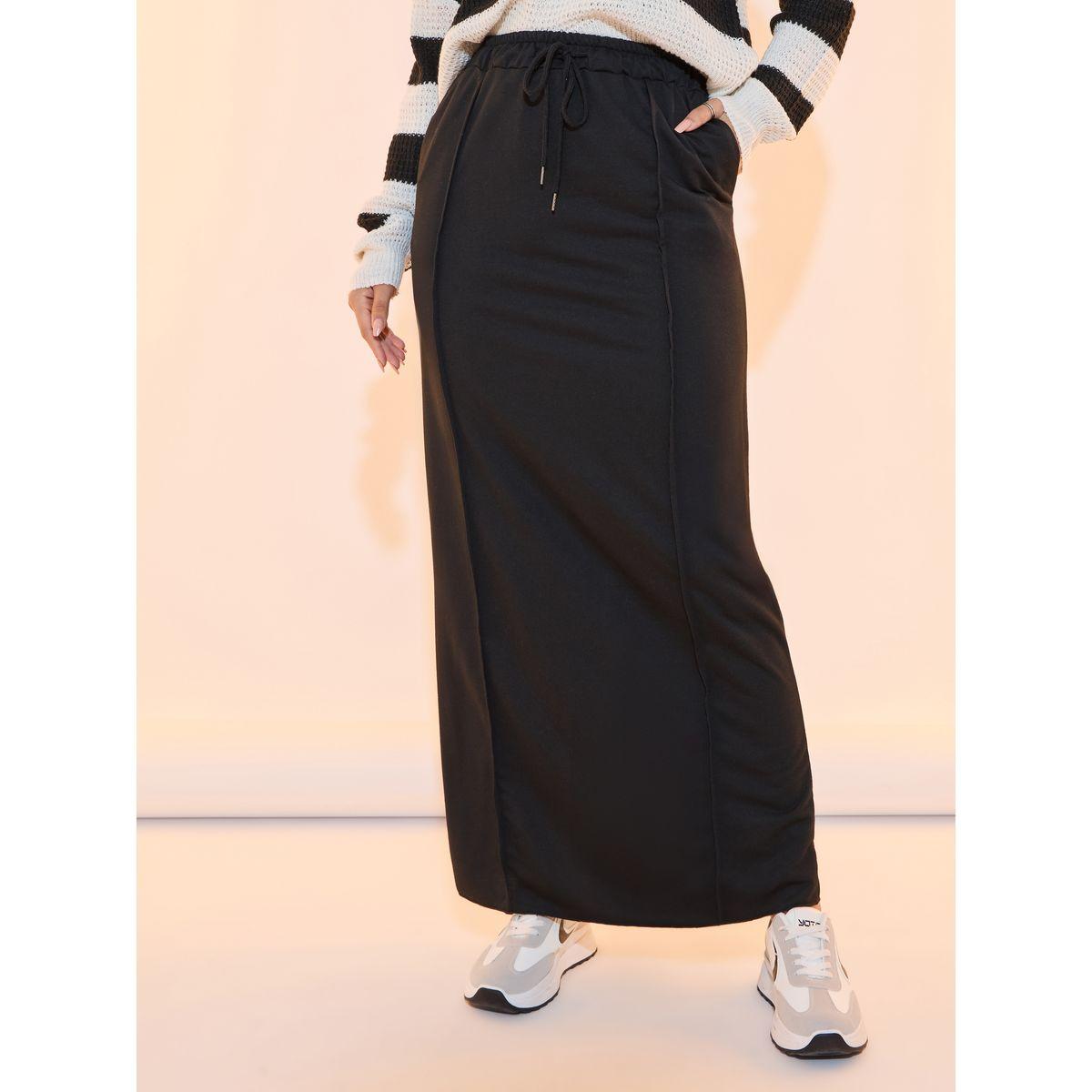 Take Two Solid Front Pintuck Detail Maxi Skirt with Drawstring-women-clothing-bottoms-skirts-image-2