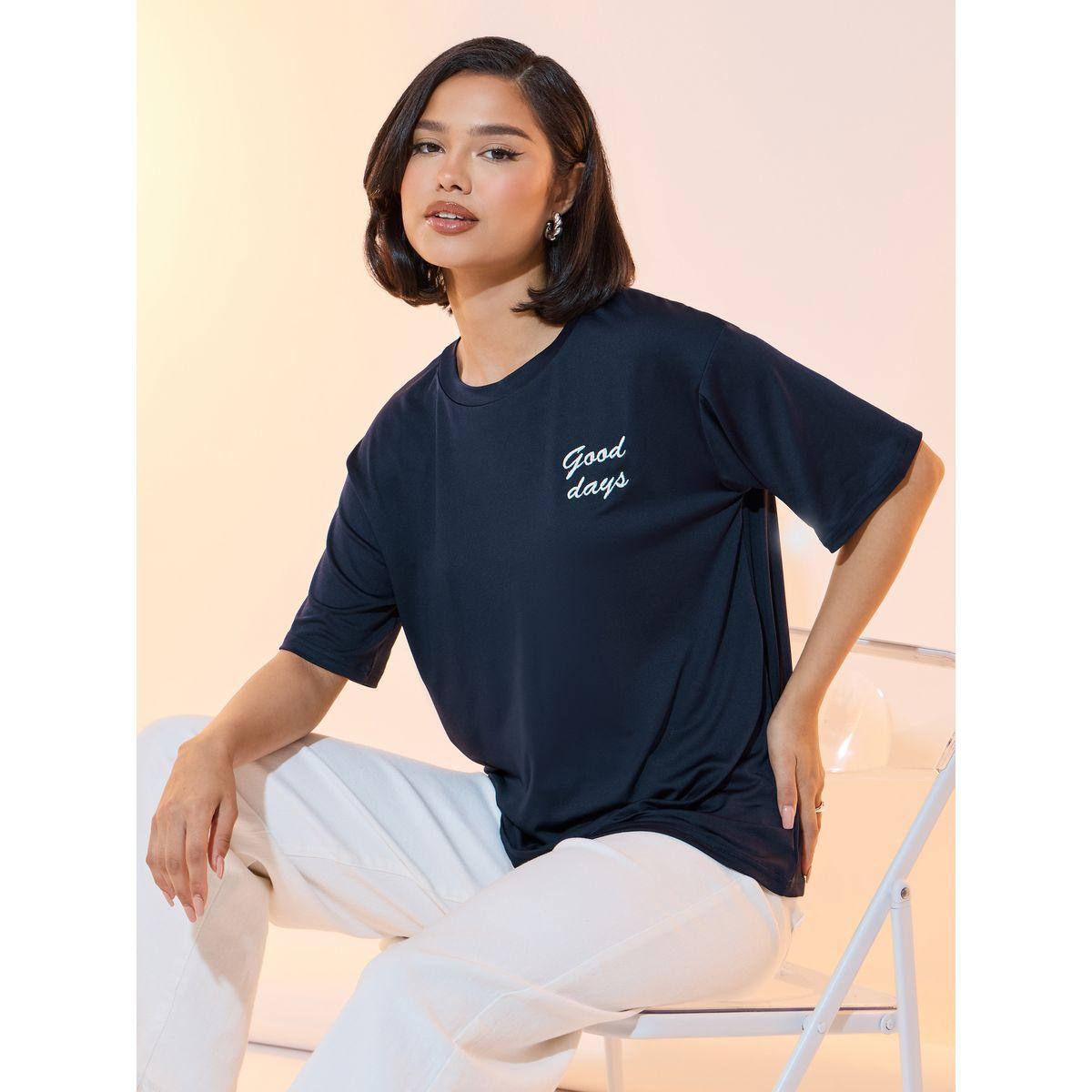 Take Two Embroidered Slogan Round Neck T-Shirt-women-clothing-tshirts-image-1