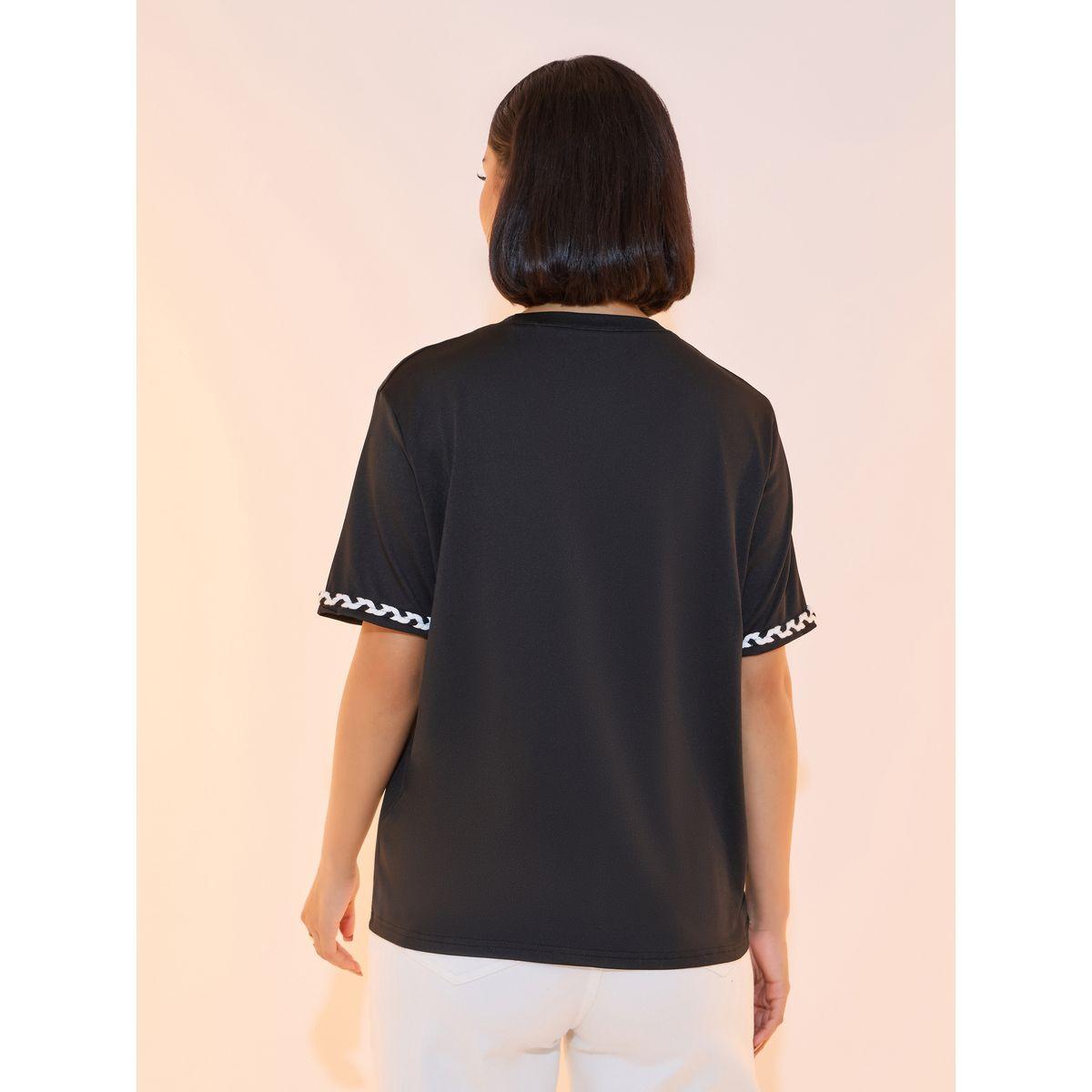Take Two Braided Trim Detail Round Neck T-shirt-women-clothing-tshirts-image-4