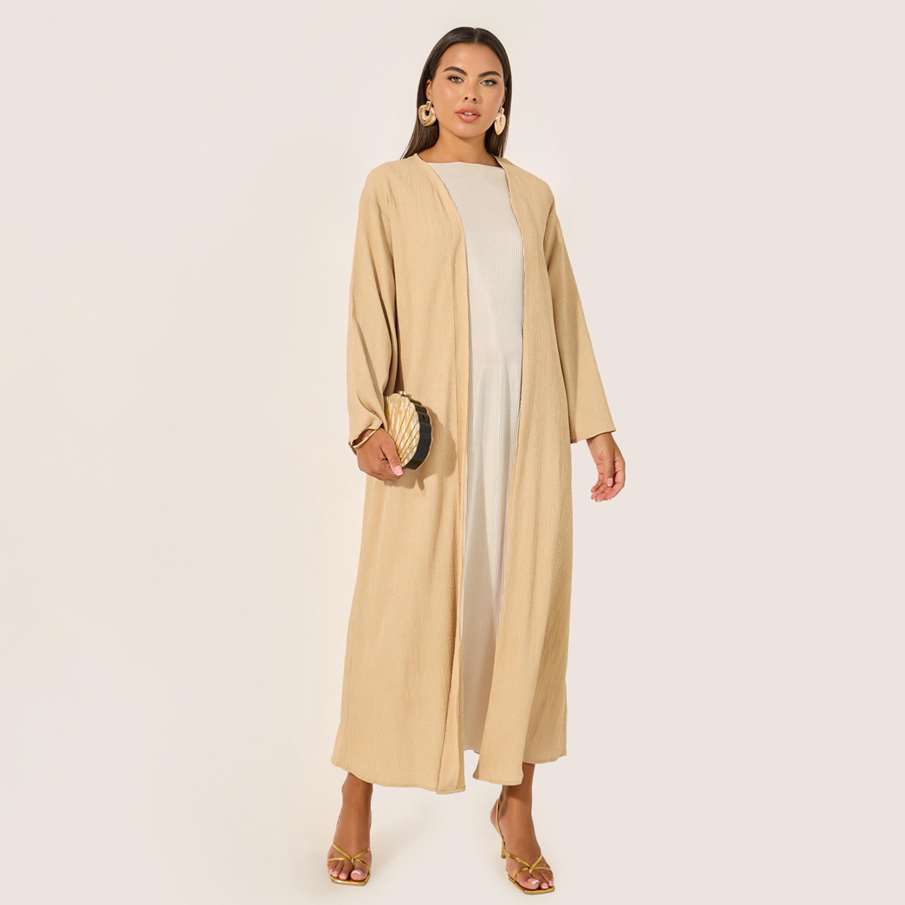 Styli Regular Fit Maxi Abaya with Side Slit Detail-women-arabicclothing-abayas-image-1