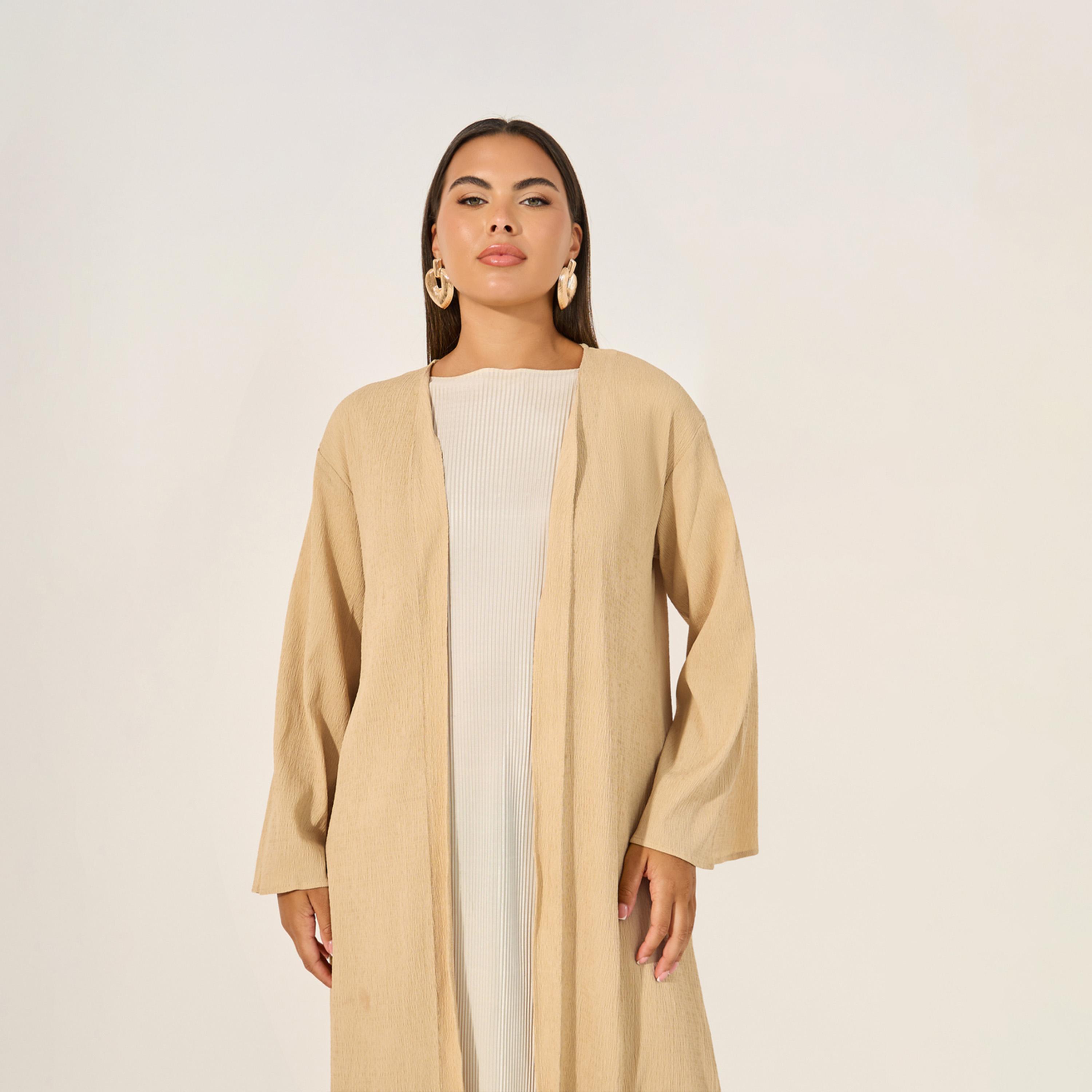 Styli Regular Fit Maxi Abaya with Side Slit Detail-women-arabicclothing-abayas-image-3