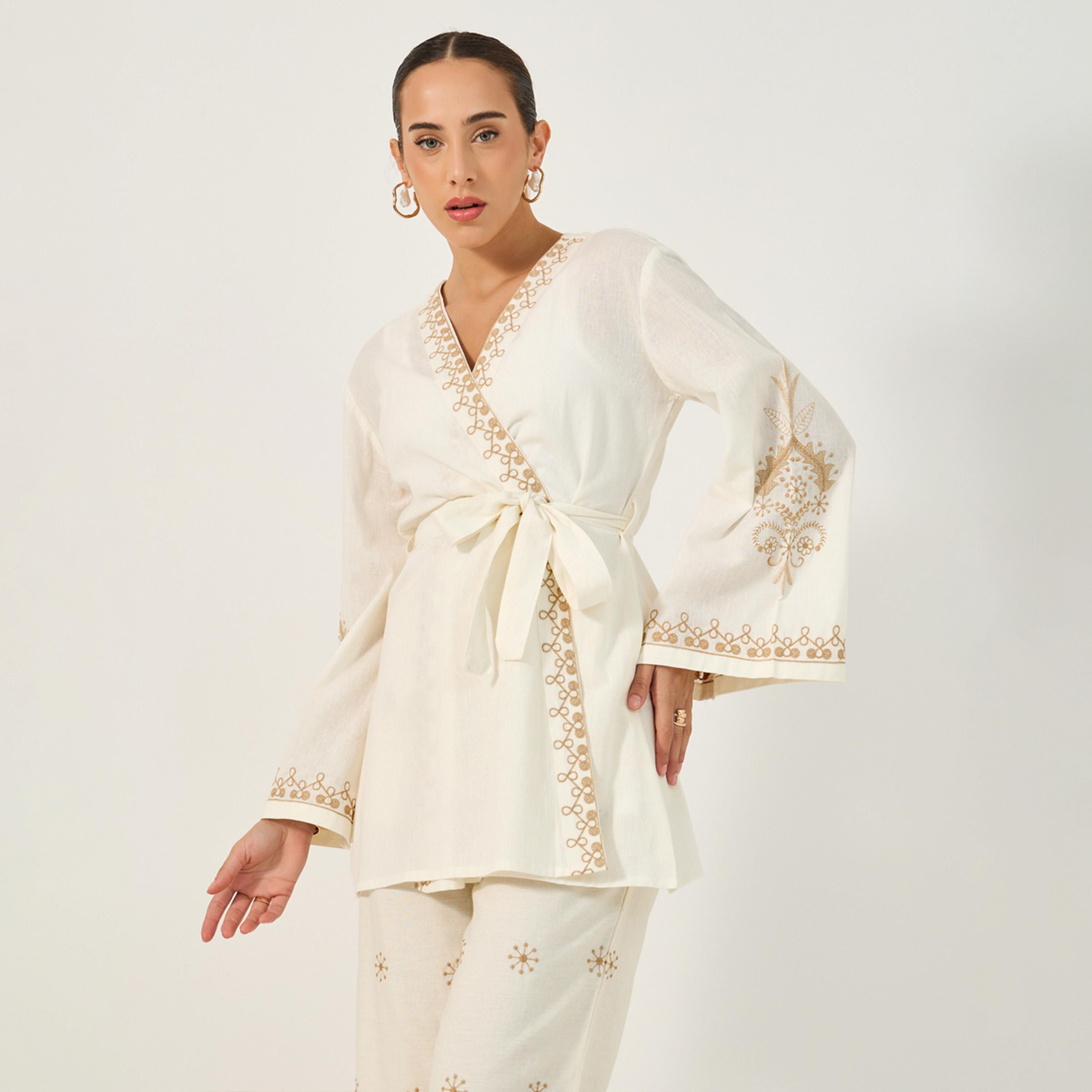 Styli Embroidered Long Sleeves Belted Abaya-women-arabicclothing-abayas-image-1