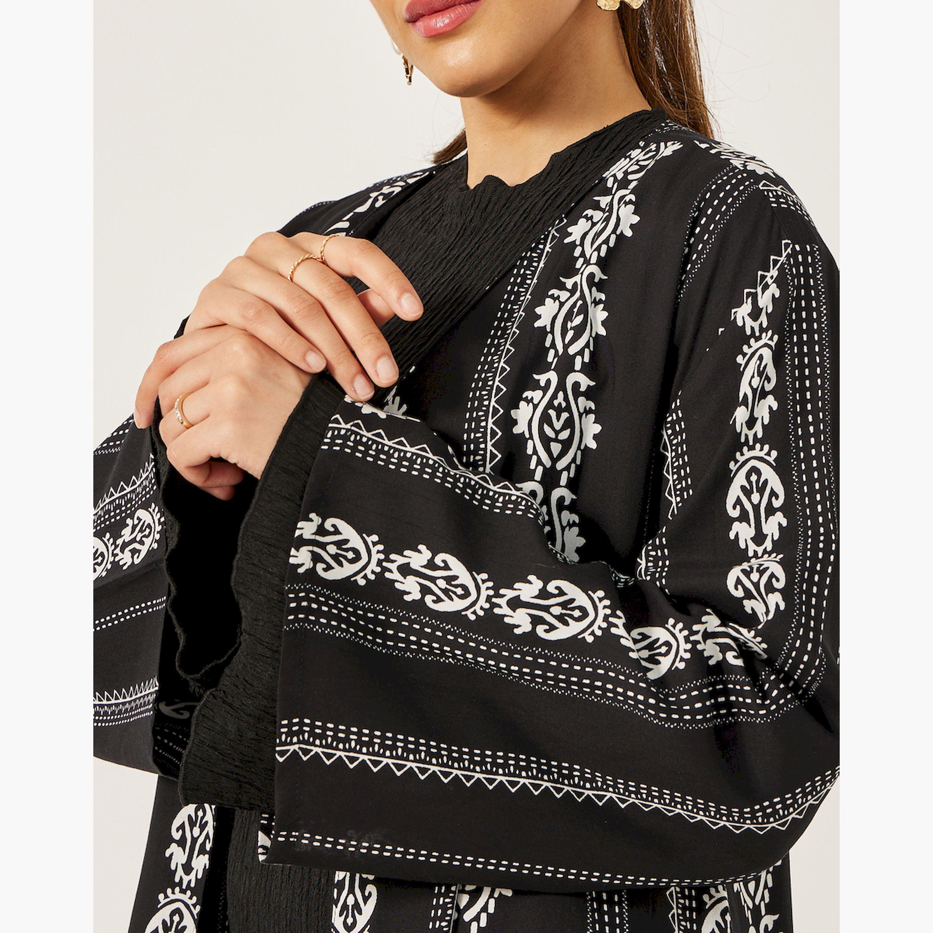 Styli All Over Printed Regular Fit Maxi Abaya-women-arabicclothing-abayas-image-4