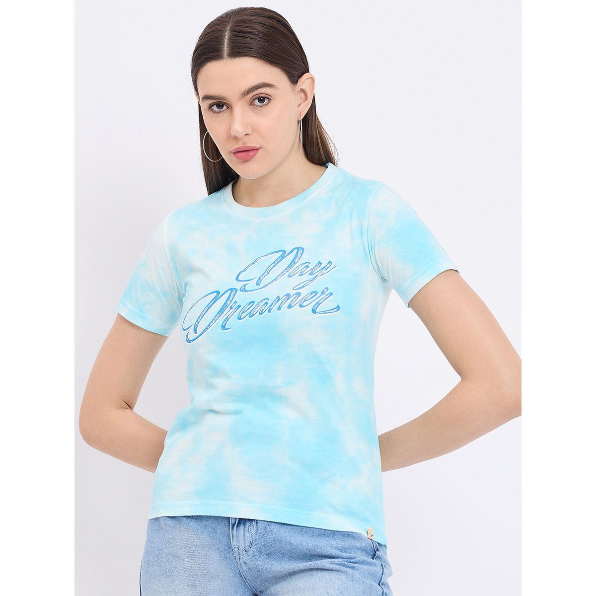 تيشيرت مطبع بكتابة مع ياقة دائرية ديوك × ستايلي-women-clothing-tshirts-image-1