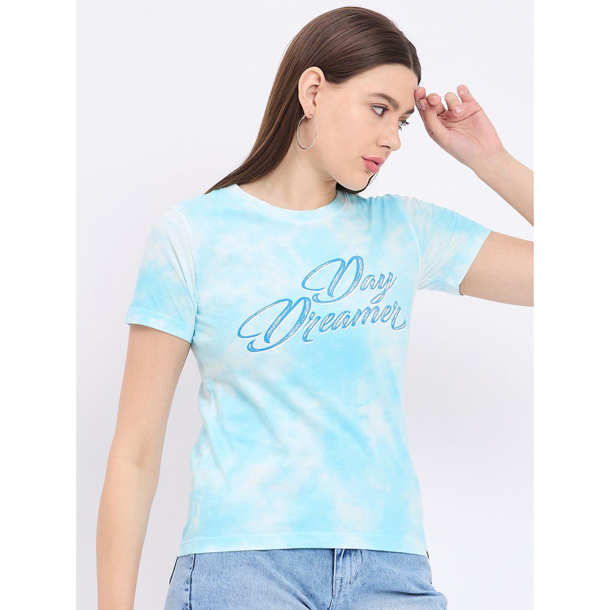 تيشيرت مطبع بكتابة مع ياقة دائرية ديوك × ستايلي-women-clothing-tshirts-image-4