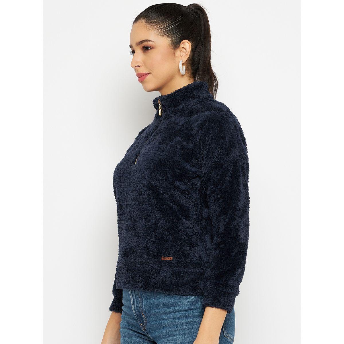 Duke X Styli  High Neck Half Zip Fleece Sweatshirt-women-winterwear-hoodiesandsweatshirts-sweatshirts-image-3