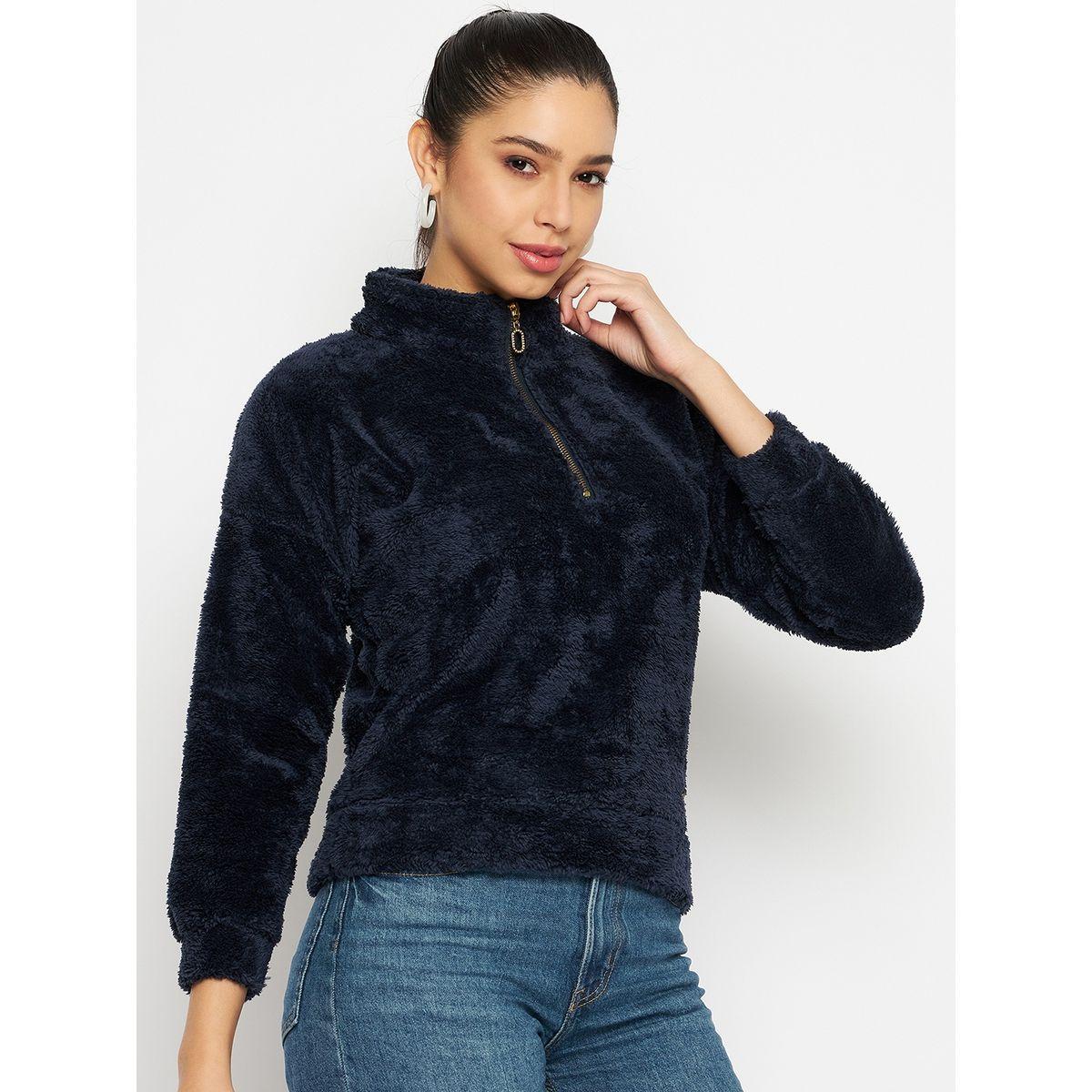 Duke X Styli  High Neck Half Zip Fleece Sweatshirt-women-winterwear-hoodiesandsweatshirts-sweatshirts-image-4