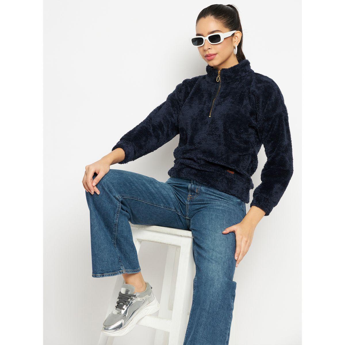Duke X Styli  High Neck Half Zip Fleece Sweatshirt-women-winterwear-hoodiesandsweatshirts-sweatshirts-image-6