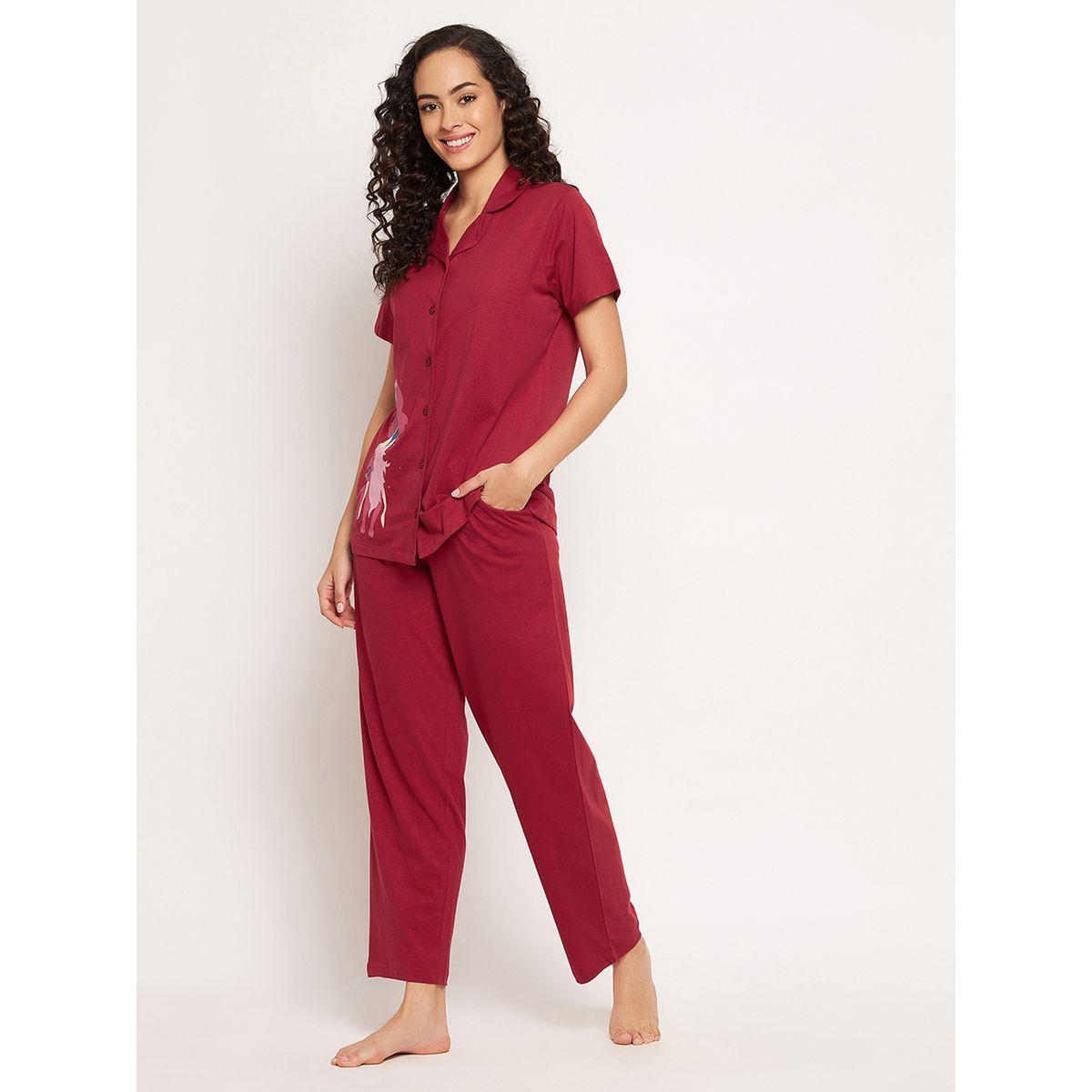 Clovia Cotton Girl Graphic Collared Shirt & Pyjama Set-women-clothing-nightwear-pyjamas-longsets-image-4
