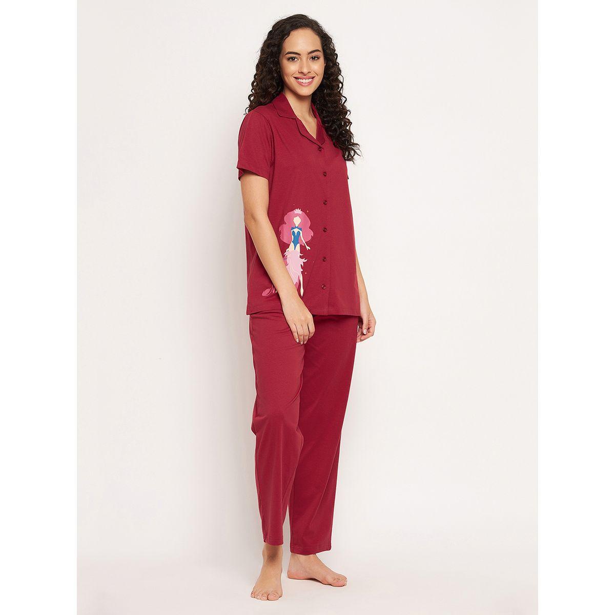 Clovia Cotton Girl Graphic Collared Shirt & Pyjama Set-women-clothing-nightwear-pyjamas-longsets-image-5